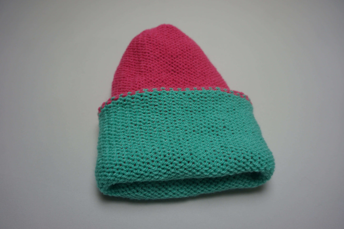 Aqua & Hot Pink Reversible Beanie