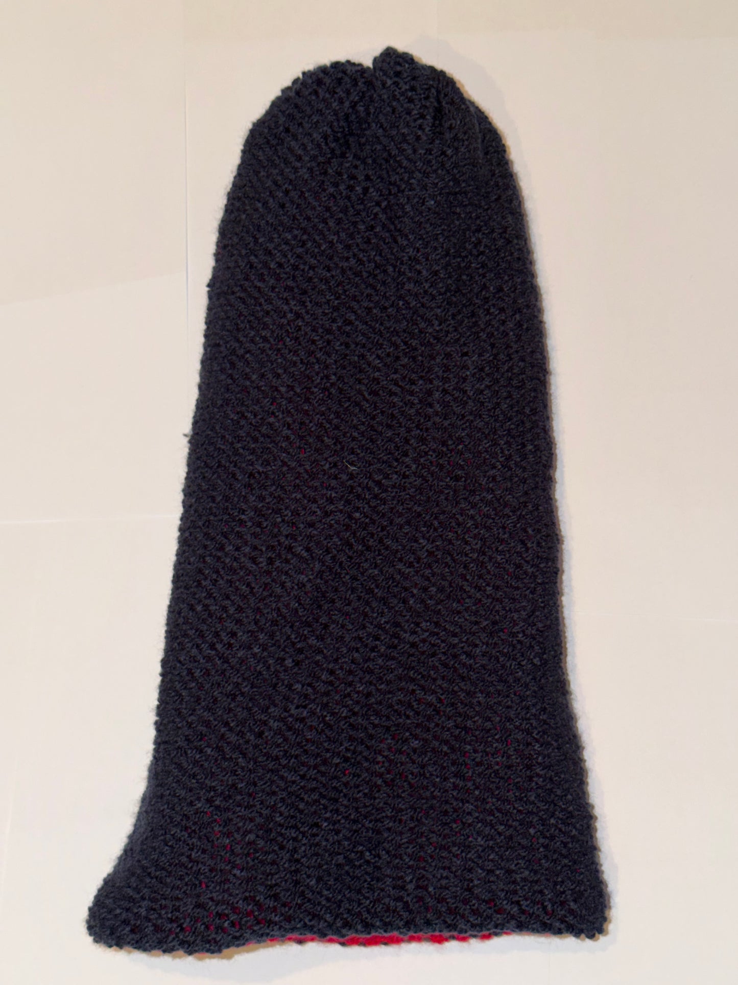 Handmade Reversible Wooly Beanie Navy and Red dual-tone classic knit hat.