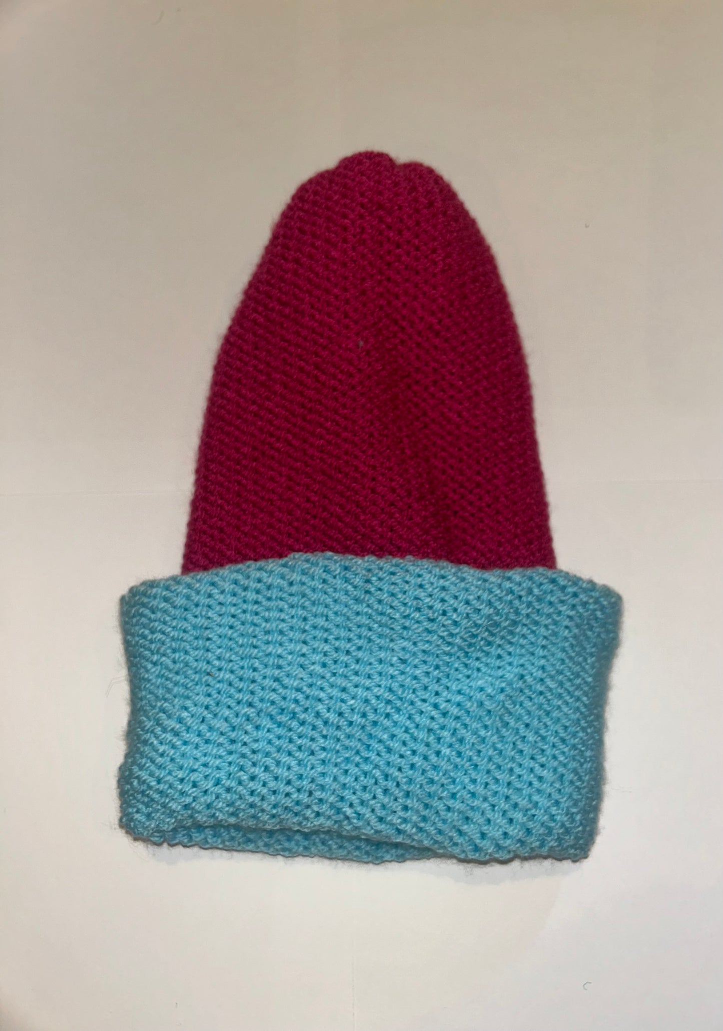 Signature Wooly Beanie original handmade reversible wool hat in dual tones.