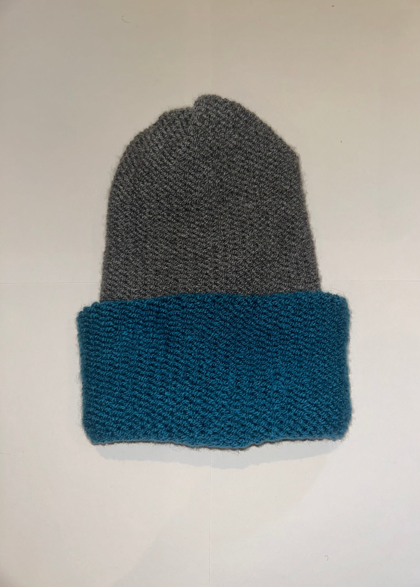 Signature Wooly Beanie original handmade reversible wool hat in dual tones.