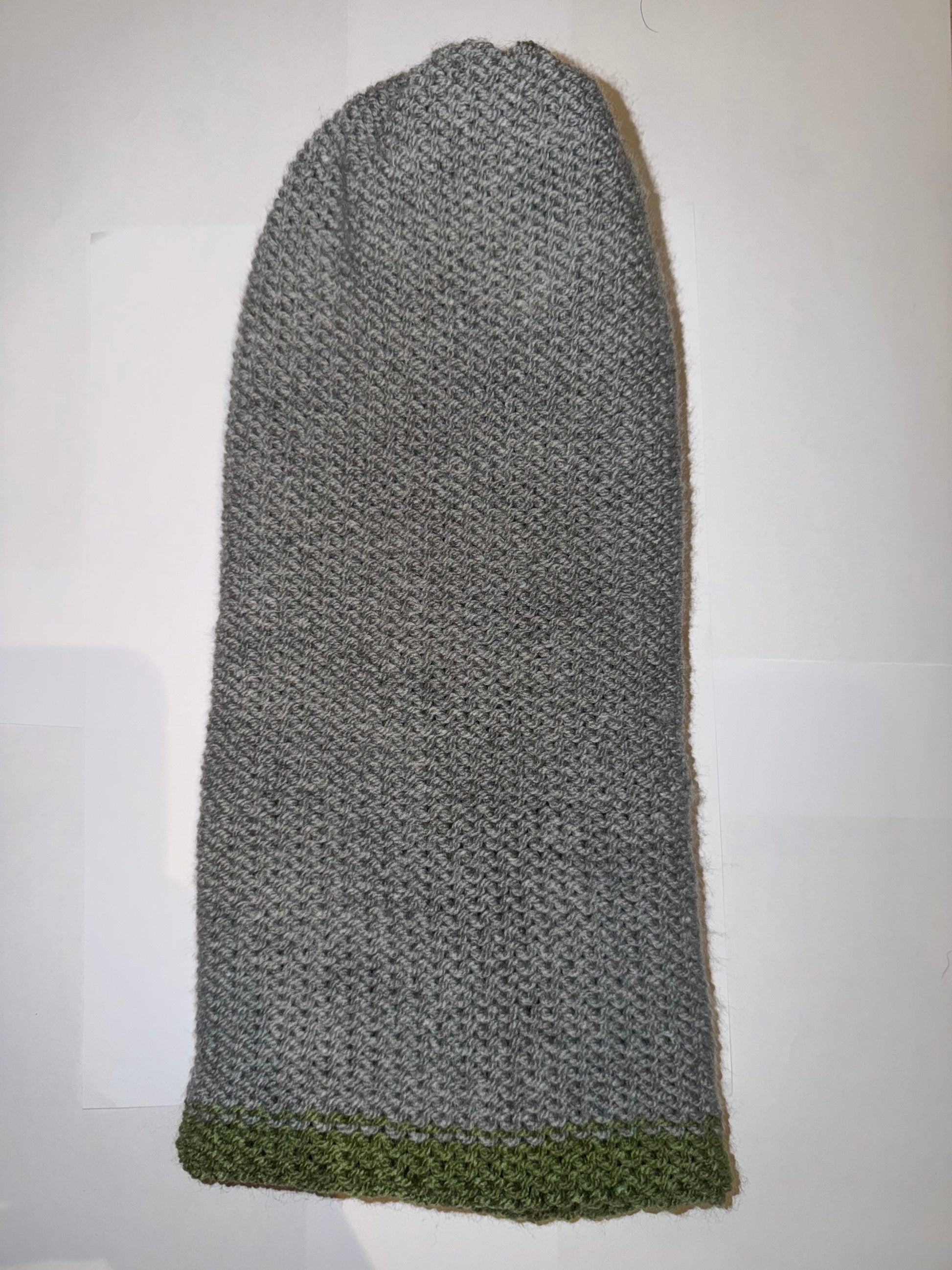 Light Grey and Sage Green Beanie dual-tone reversible handmade wooly hat.