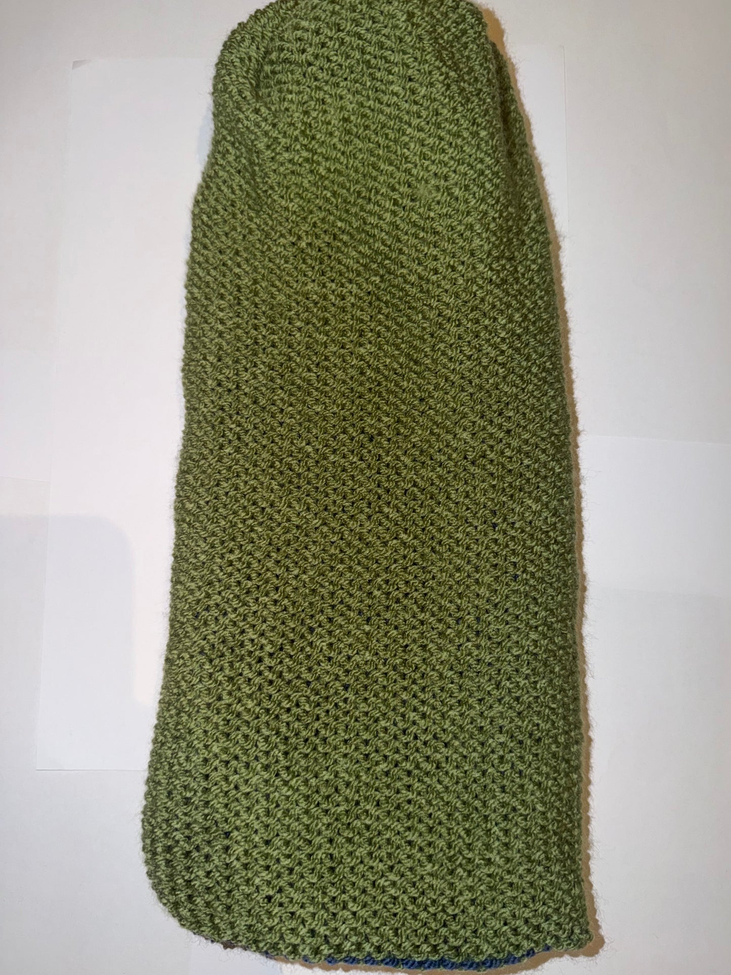 Sage Green and Denim Beanie dual-tone reversible handmade wooly hat.