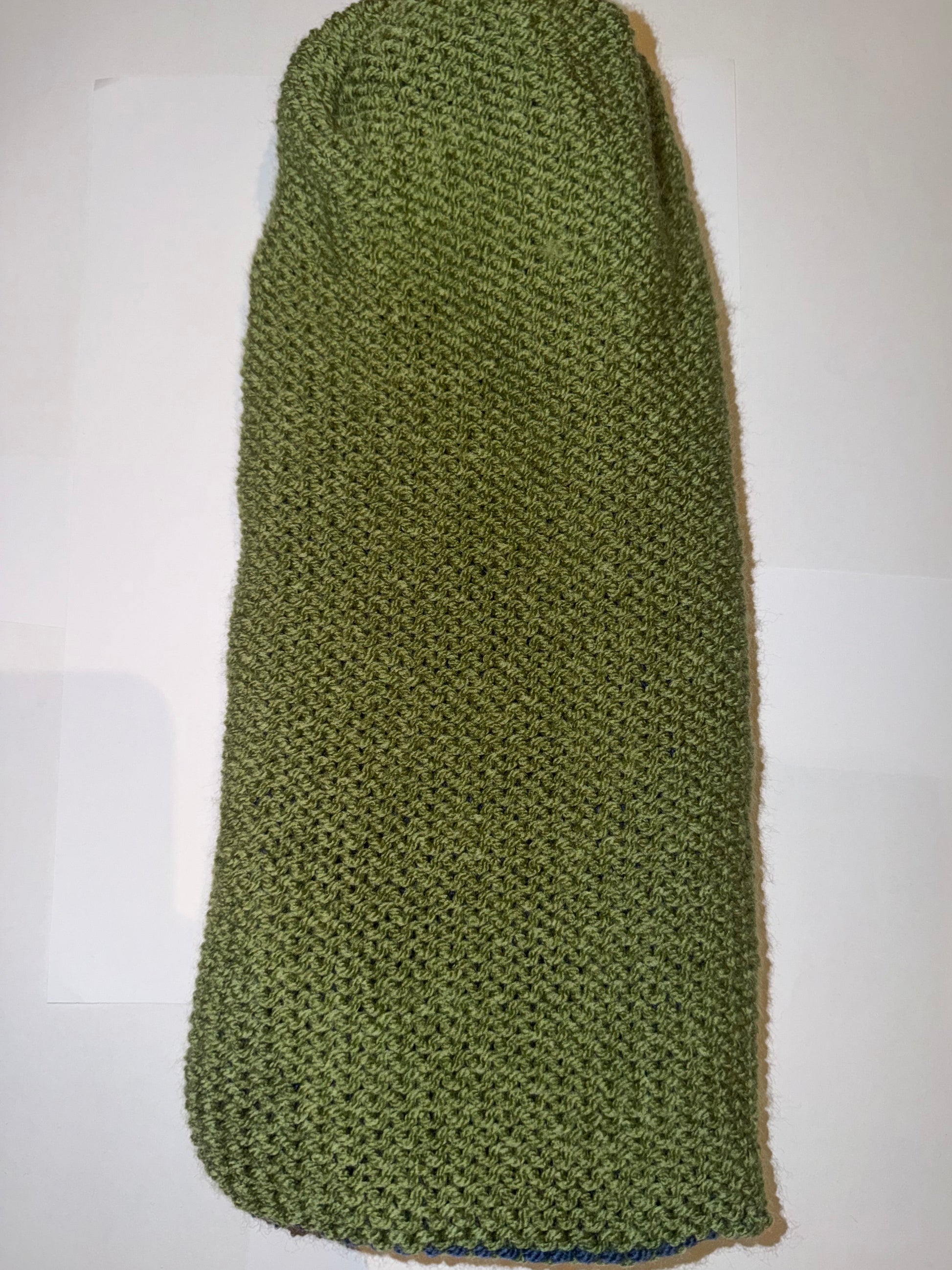 Sage Green and Denim Beanie dual-tone reversible handmade wooly hat.