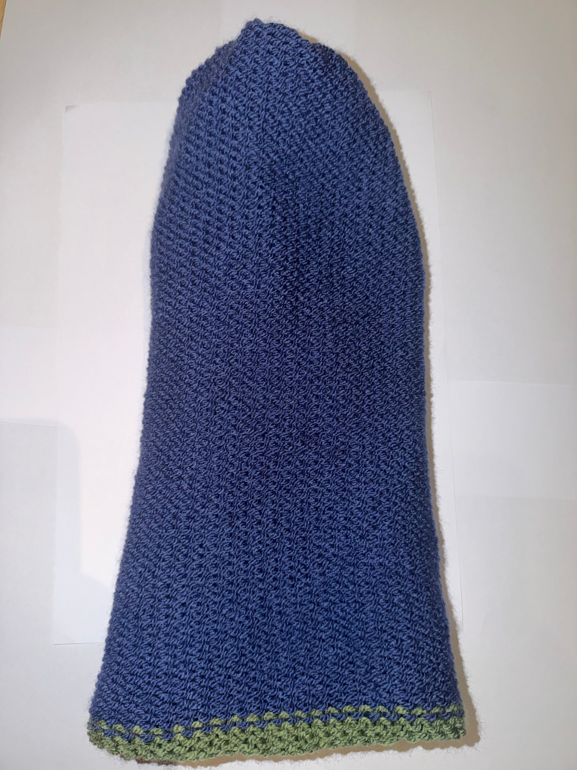 Sage Green and Denim Beanie dual-tone reversible handmade wooly hat.