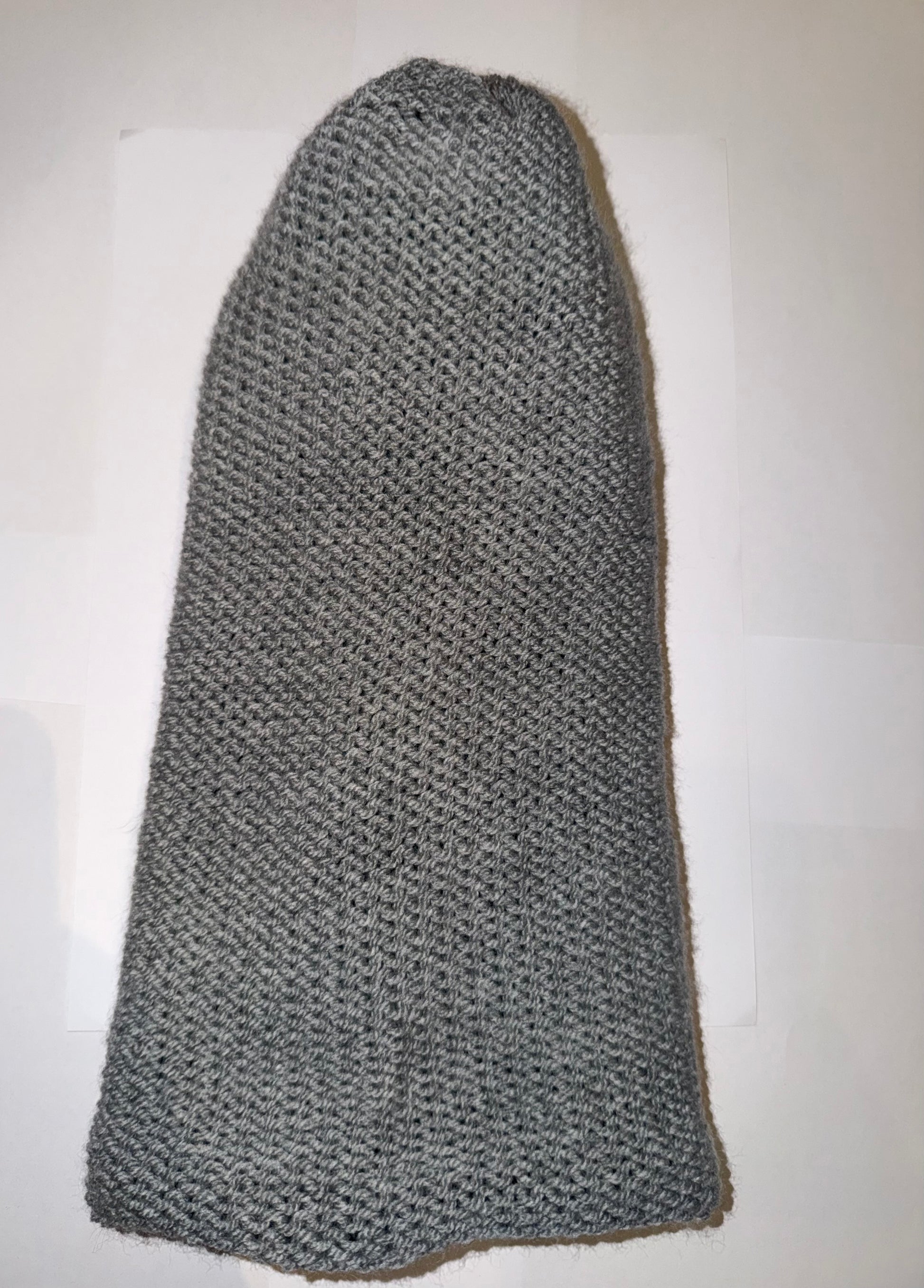 Mid Green and Light Grey Beanie dual-tone handmade wooly knit hat.