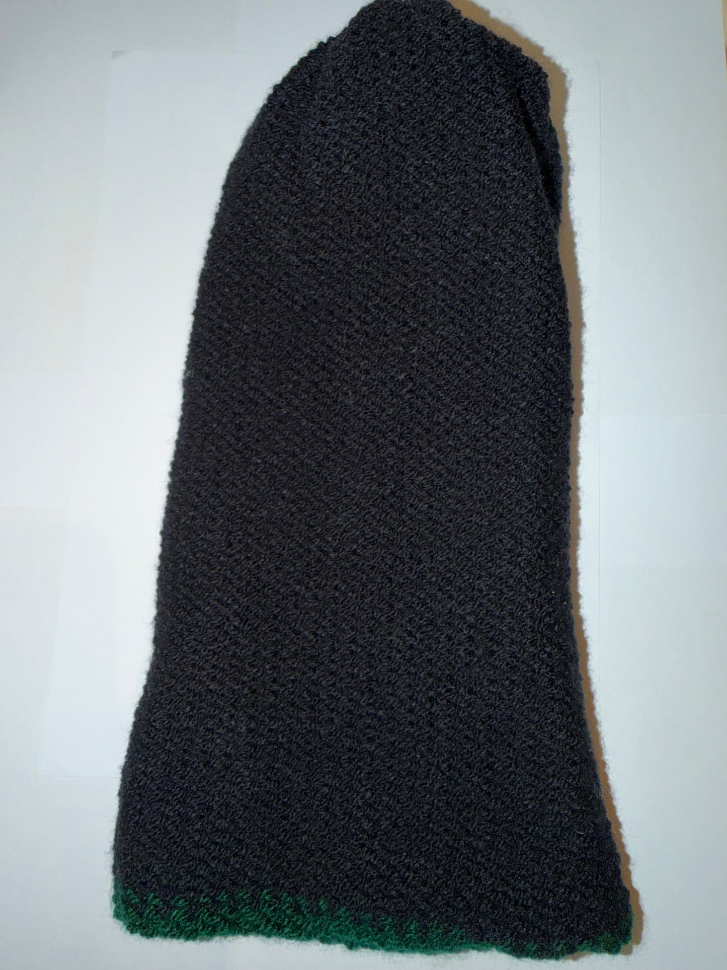School Green and Black Beanie dual-tone reversible handmade wooly hat.