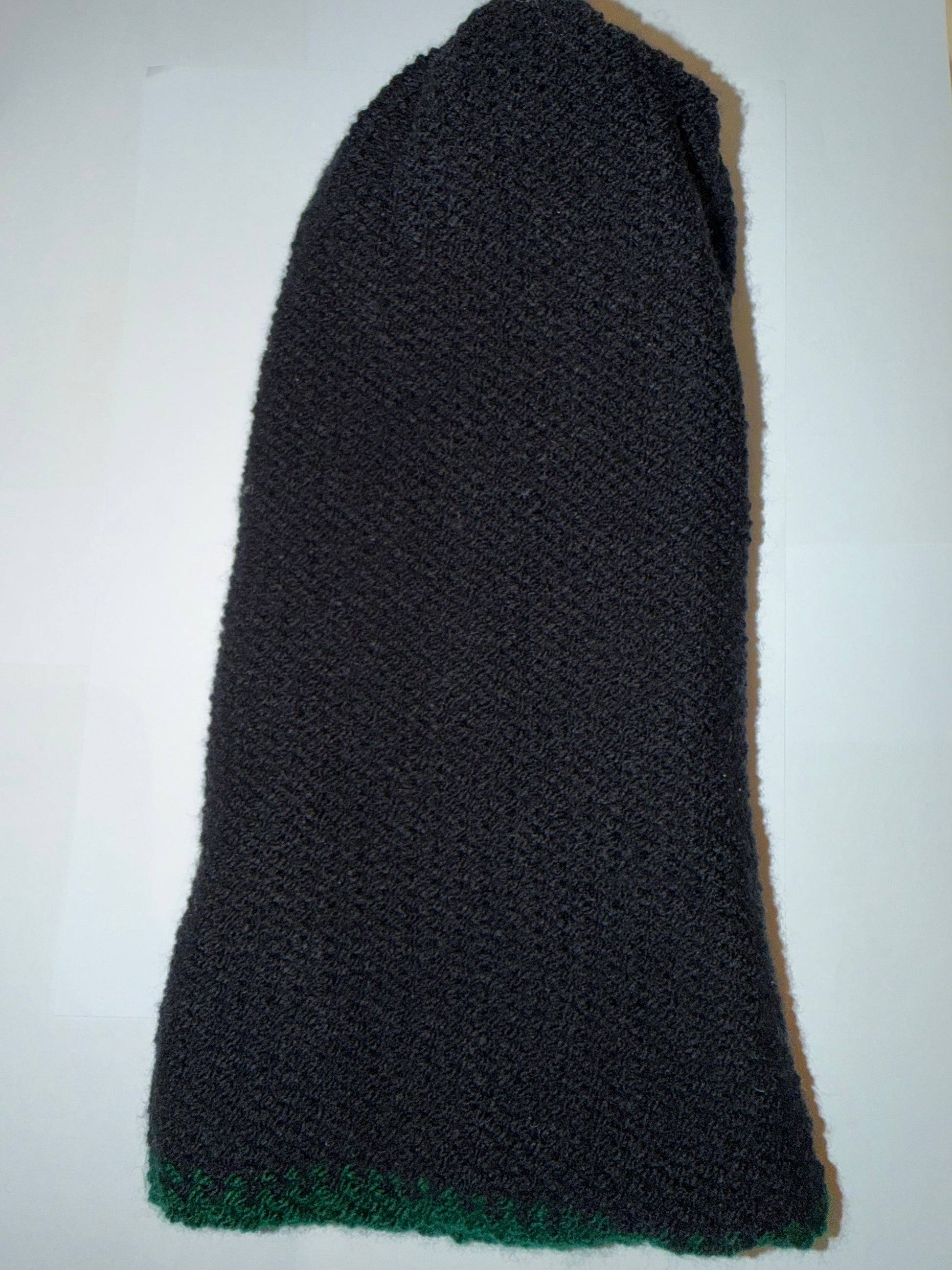 School Green and Black Beanie dual-tone reversible handmade wooly hat.