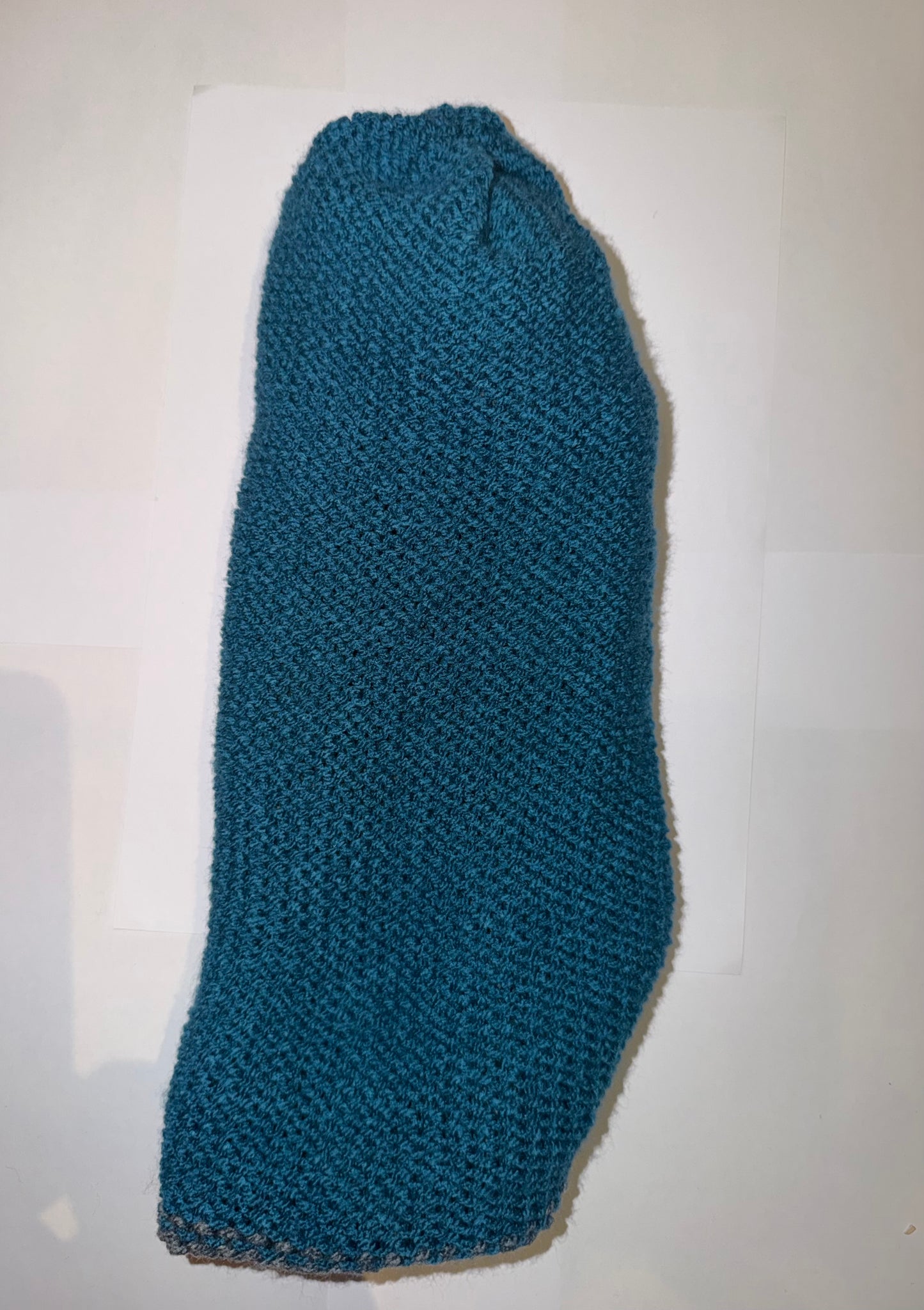 Petrol and Dark Grey Beanie dual-tone reversible handmade wooly hat.