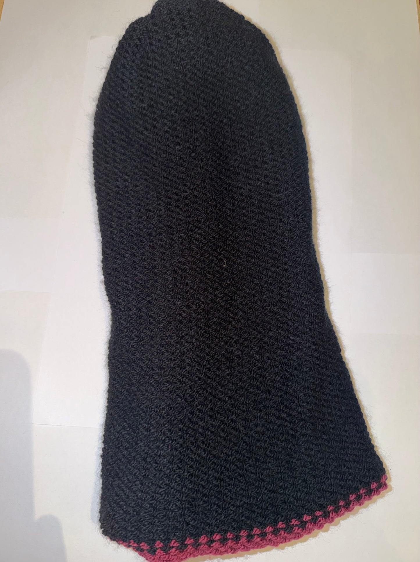 Plum and Black Beanie dual-tone reversible handmade wooly knit hat.