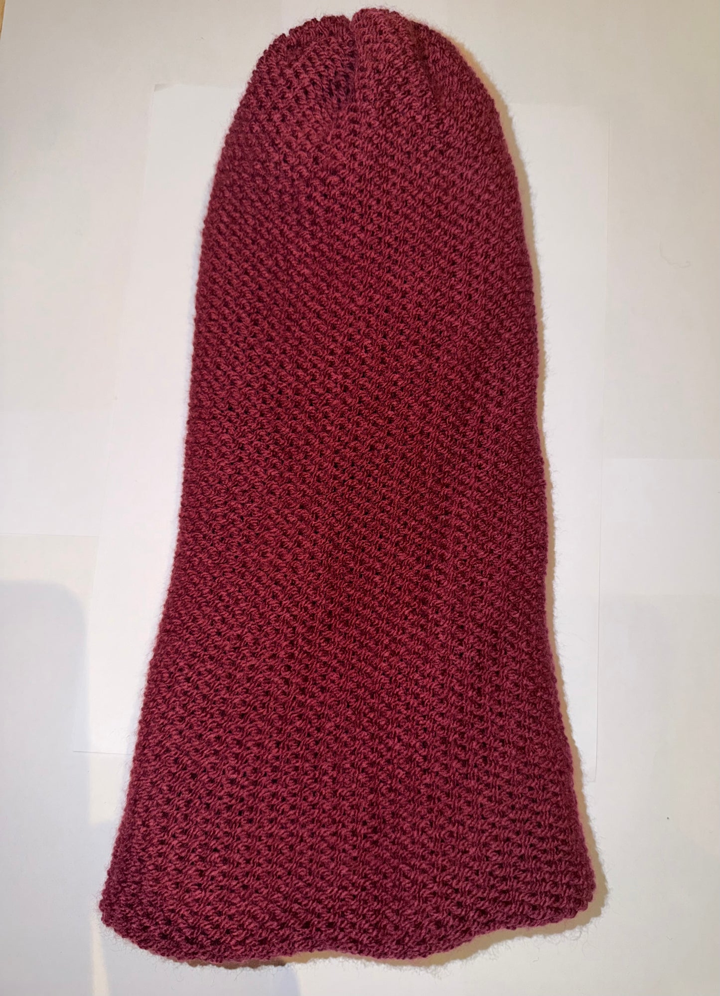 Plum and Black Beanie dual-tone reversible handmade wooly knit hat.