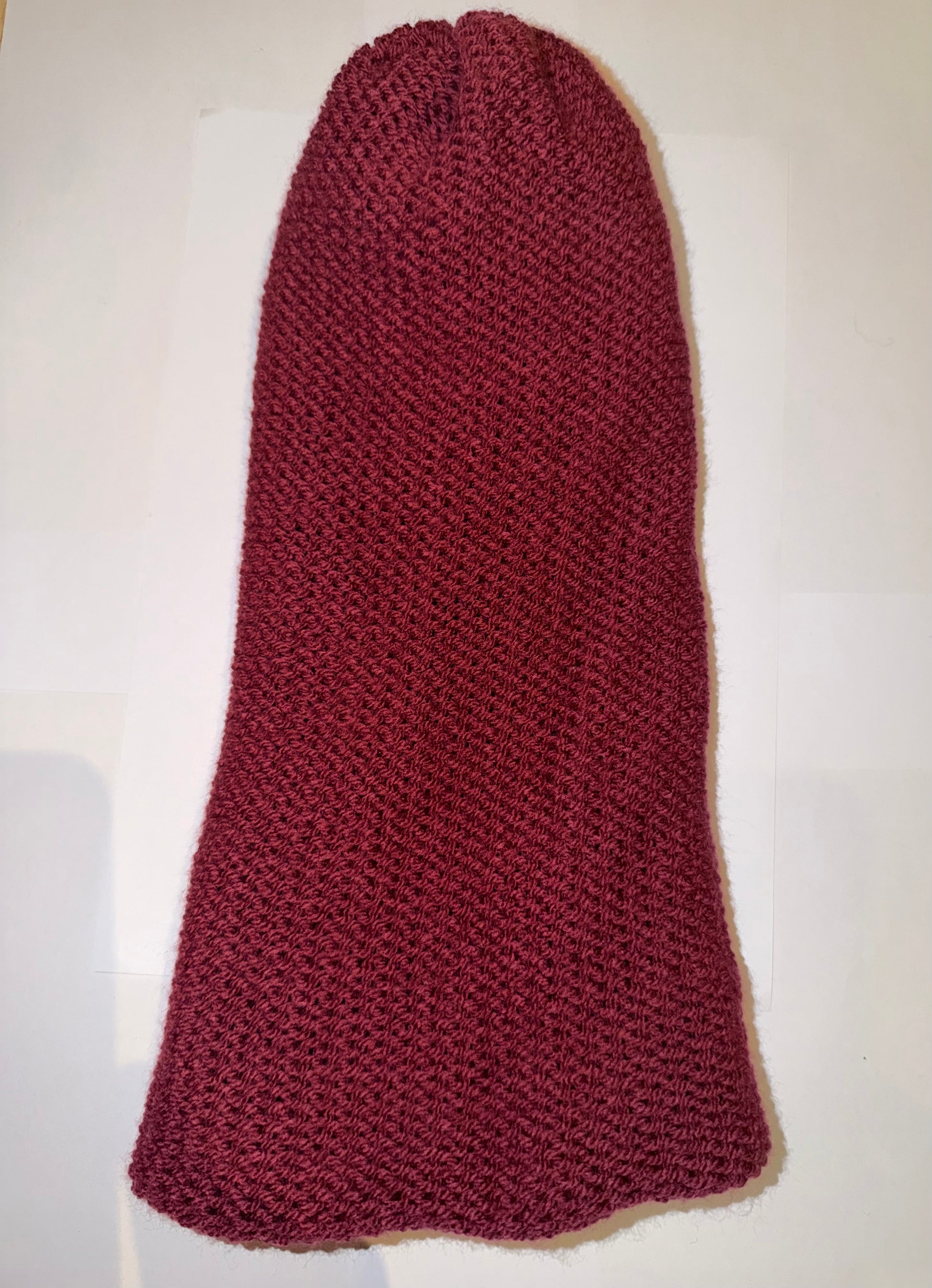 Plum and Black Beanie dual-tone reversible handmade wooly knit hat.