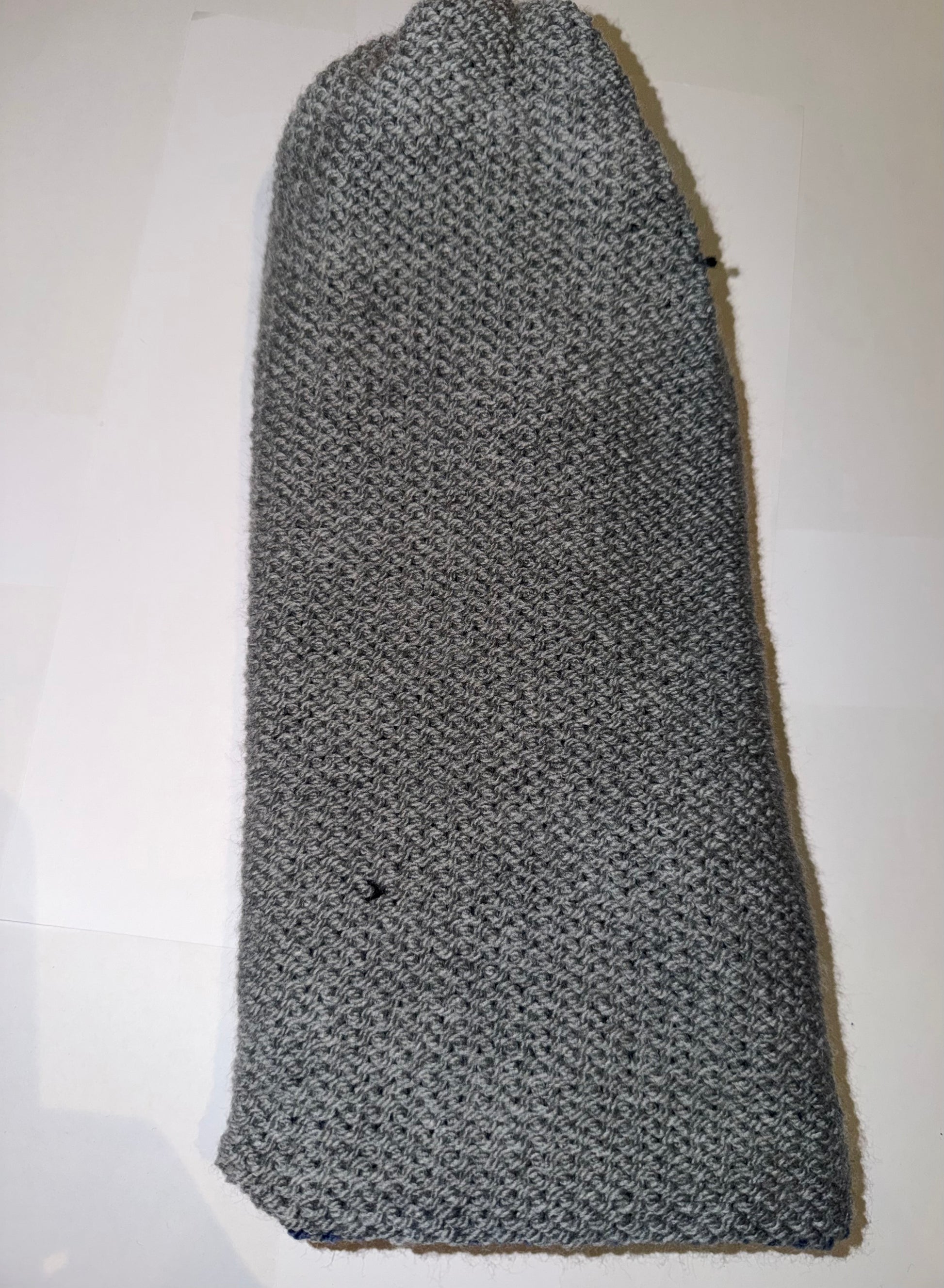 Light Grey and Denim Beanie dual-tone reversible handmade wooly hat.
