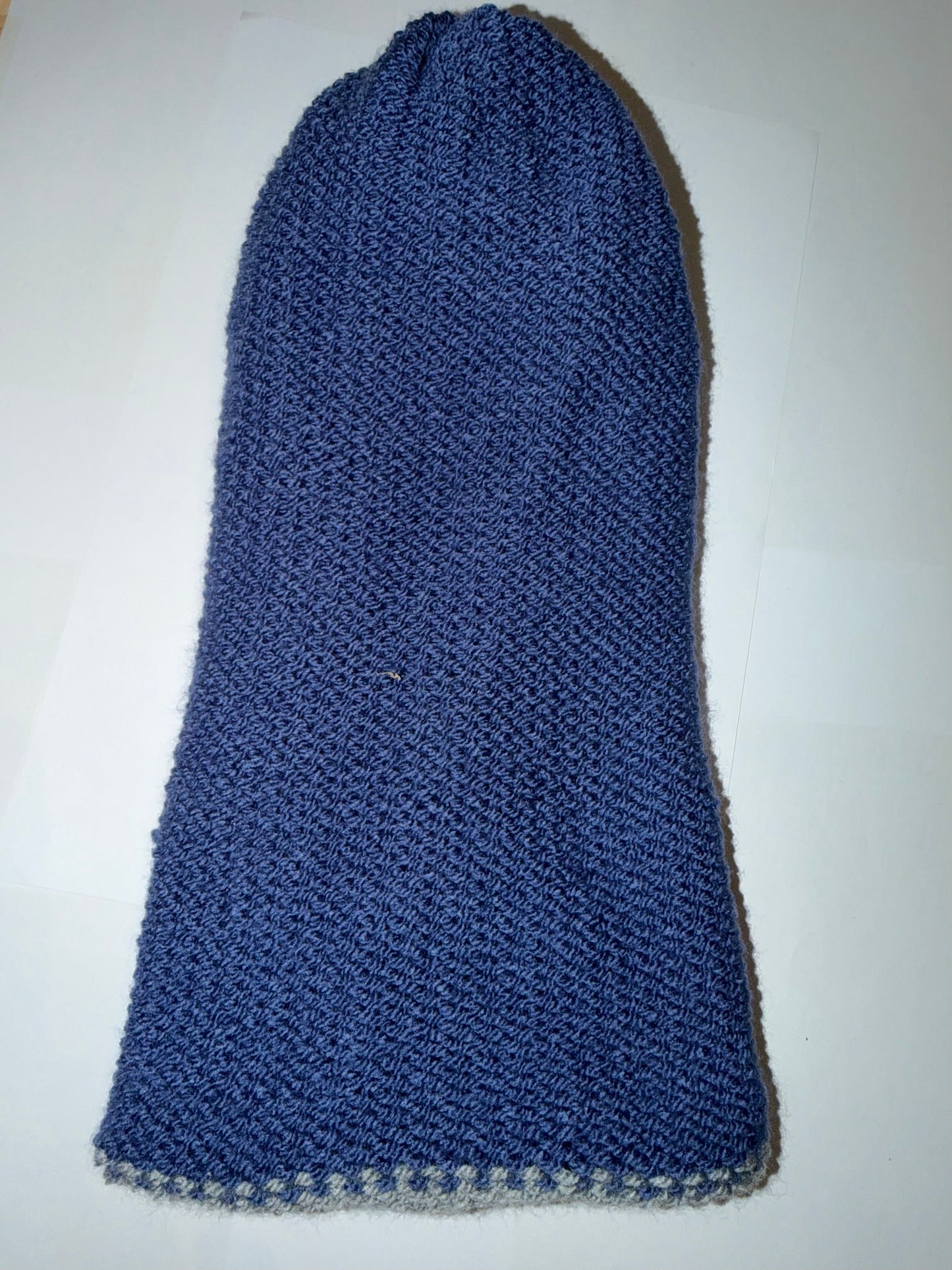 Light Grey and Denim Beanie dual-tone reversible handmade wooly hat.