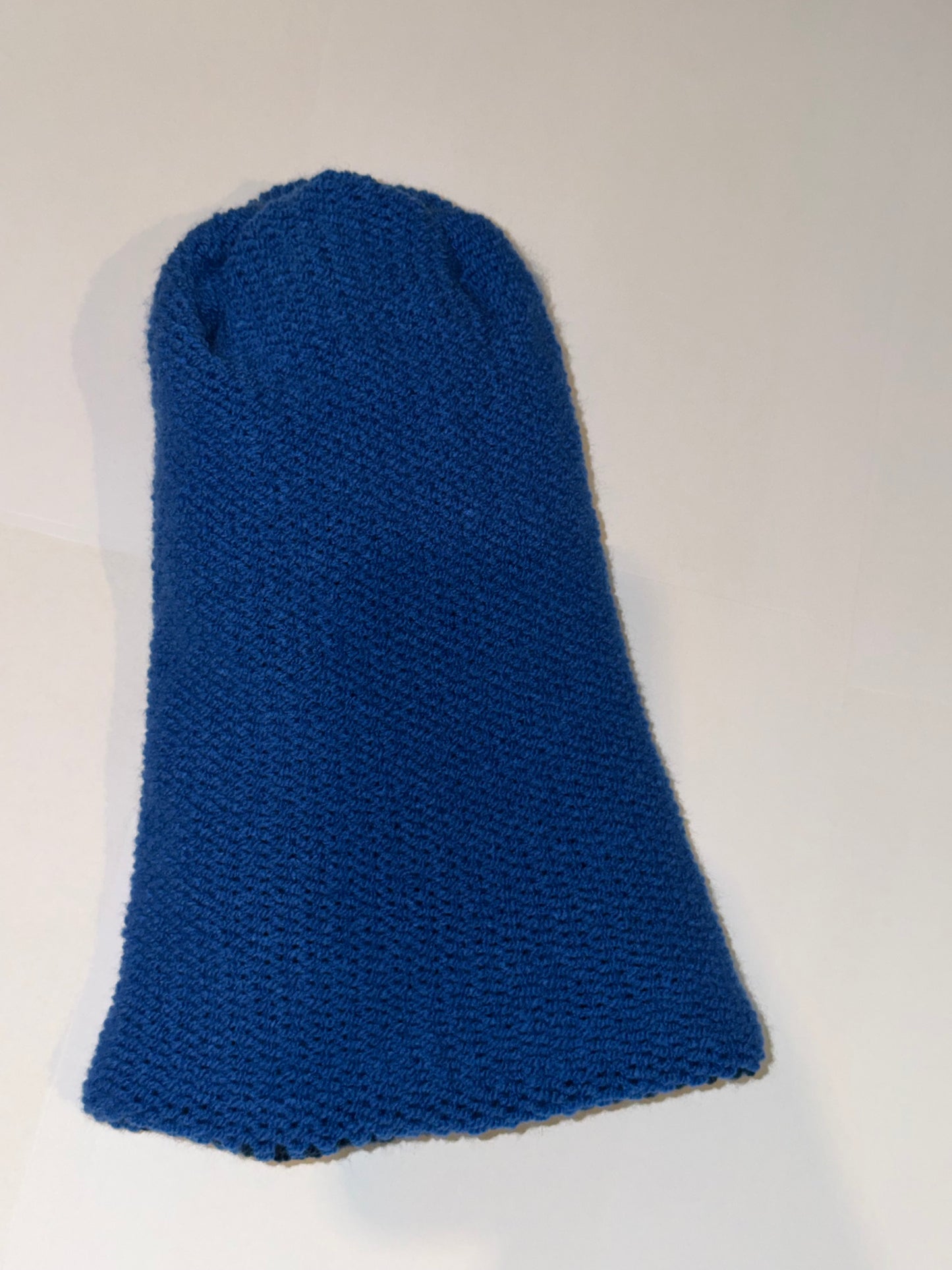 Handmade Reversible Wooly Beanie Navy and Dark Blue showing the two-tone blue knit.