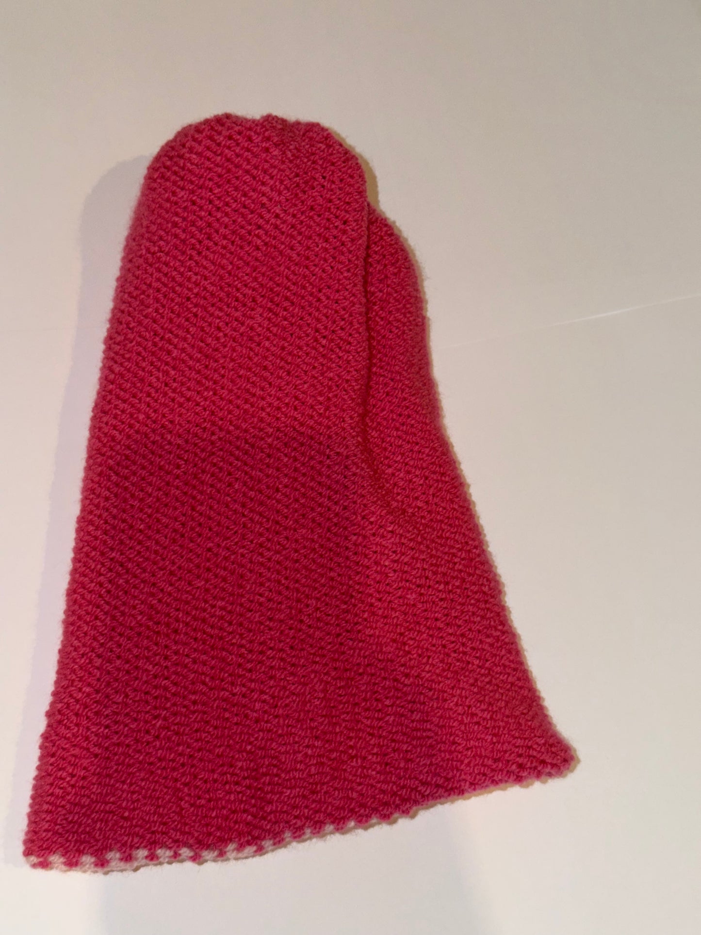 Handmade Reversible Wooly Beanie Hot Pink and Light Pink featuring a dual-tone knit.