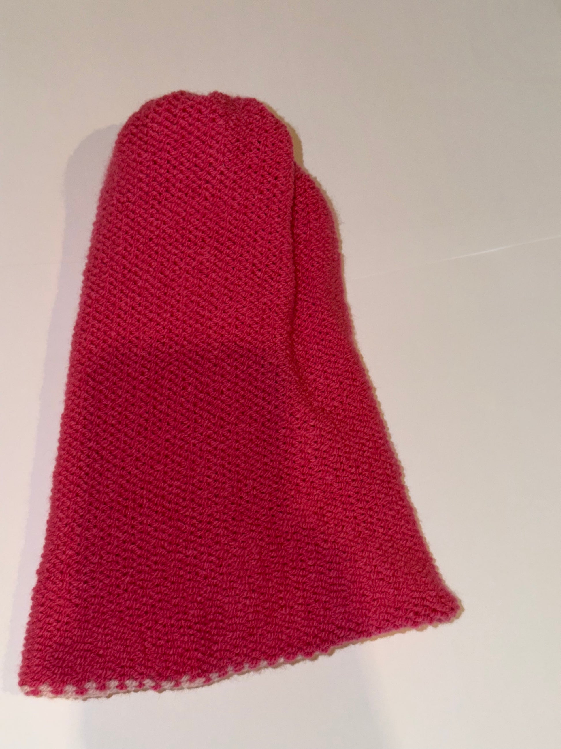Handmade Reversible Wooly Beanie Hot Pink and Light Pink featuring a dual-tone knit.