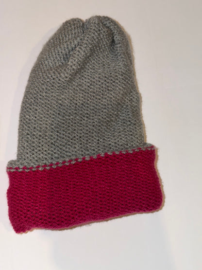 Grey & Magenta Reversible Beanie