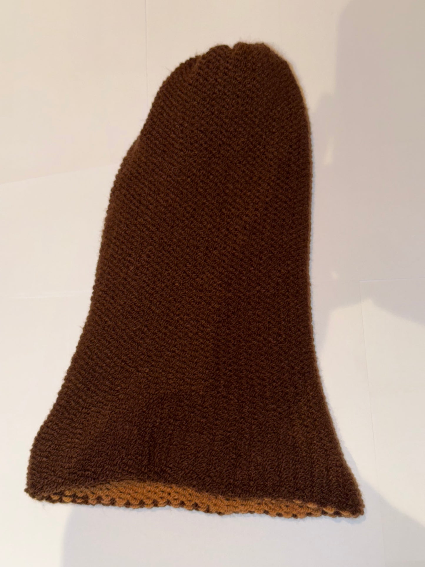 Handmade Reversible Wooly Beanie Brown and Mid Brown artisanal dual-tone hat.
