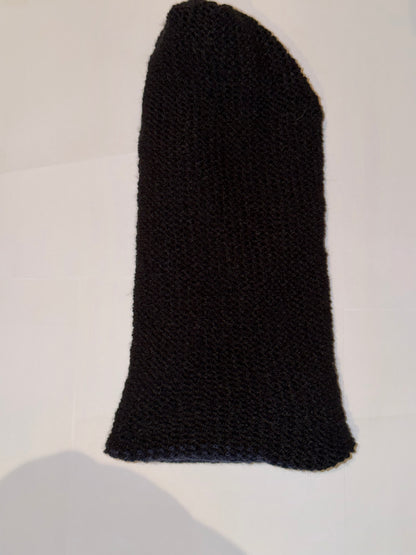 Handmade Reversible Wooly Beanie Navy and Black dual-tone dark knit.