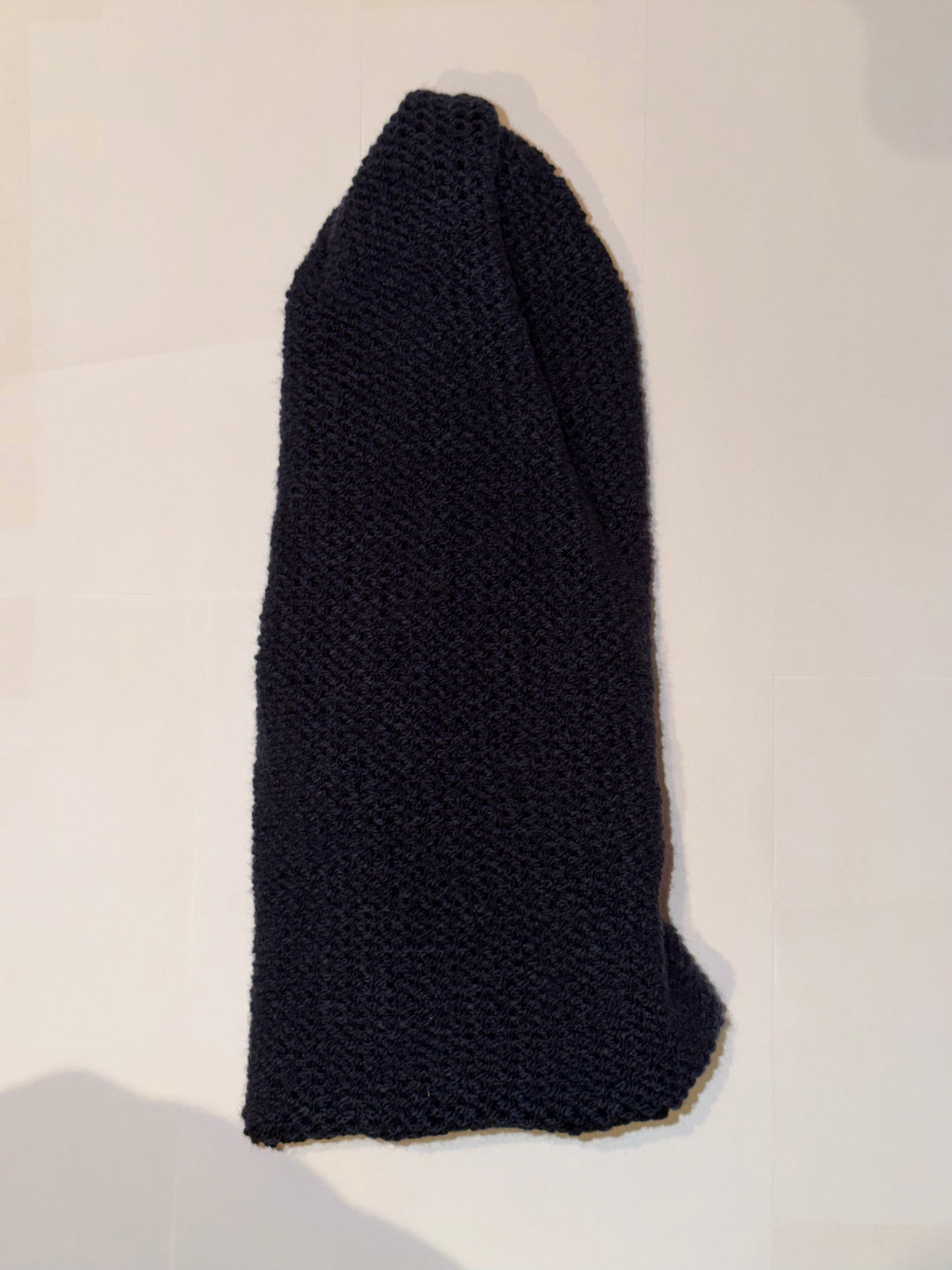 Handmade Reversible Wooly Beanie Navy and Black dual-tone dark knit.