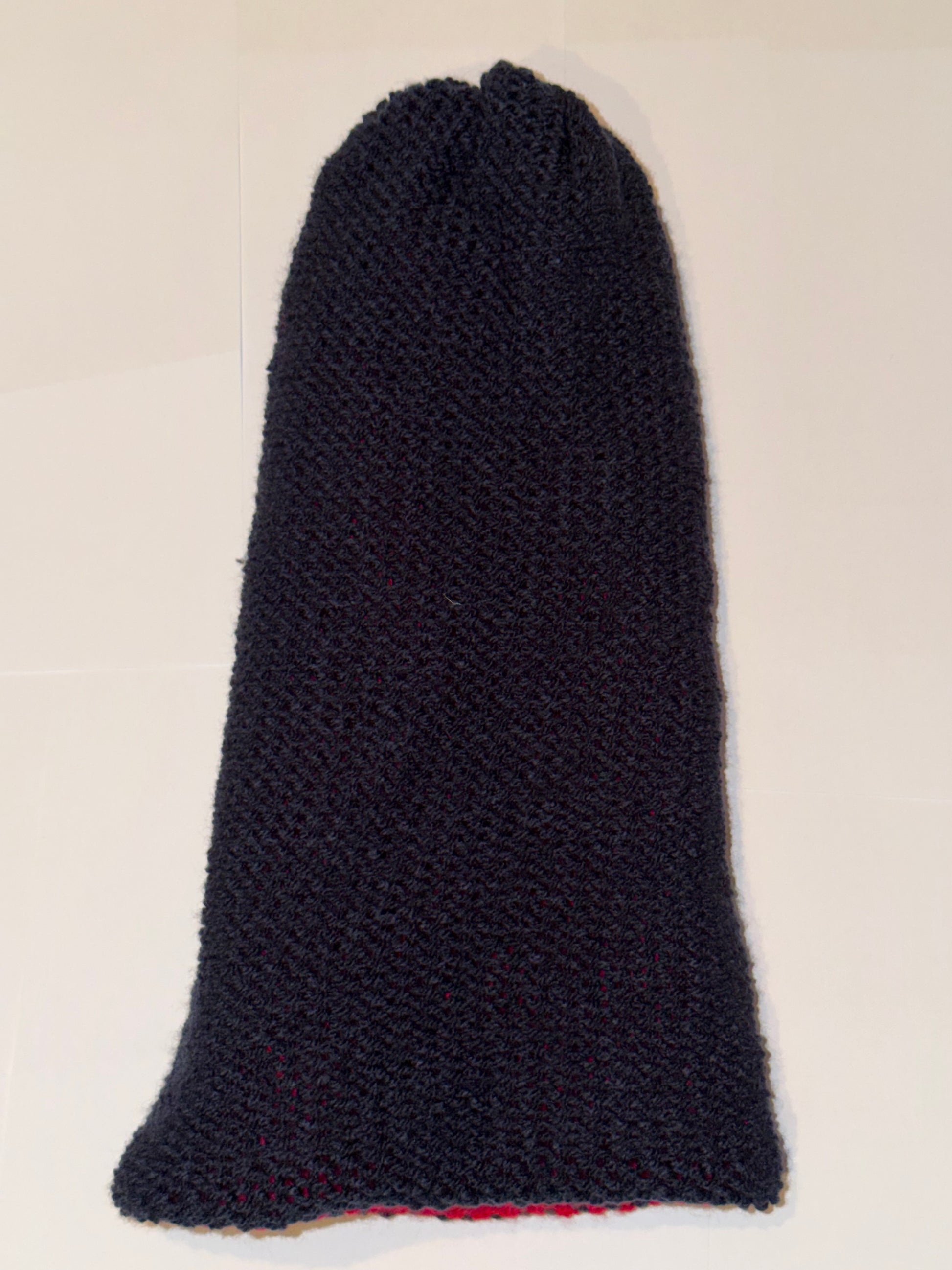 Handmade Reversible Wooly Beanie Navy and Red dual-tone classic knit hat.