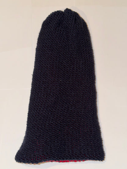 Handmade Reversible Wooly Beanie Navy and Red dual-tone classic knit hat.