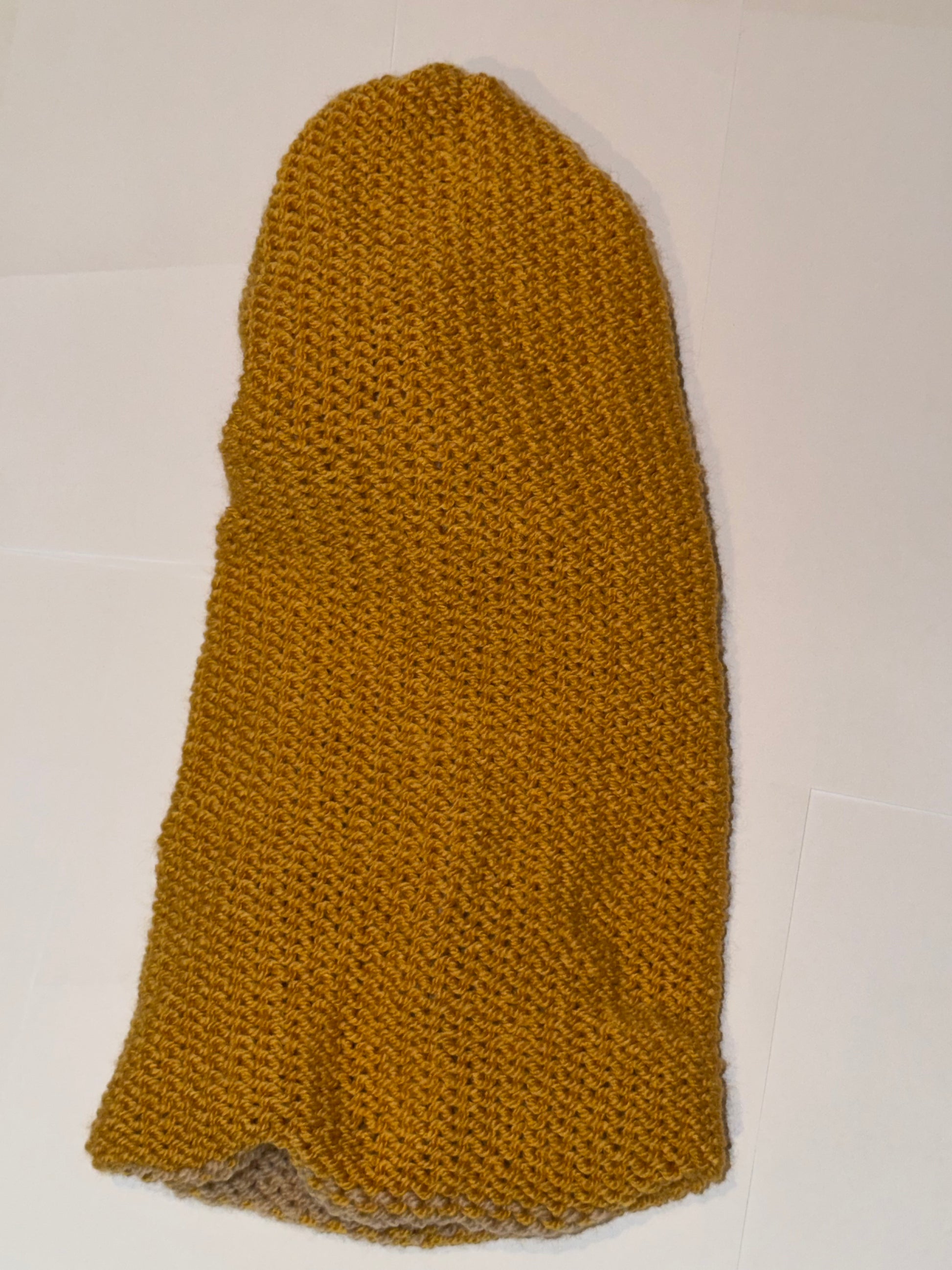 Handmade Reversible Wooly Beanie Gold and Honey dual-tone warm knit hat.