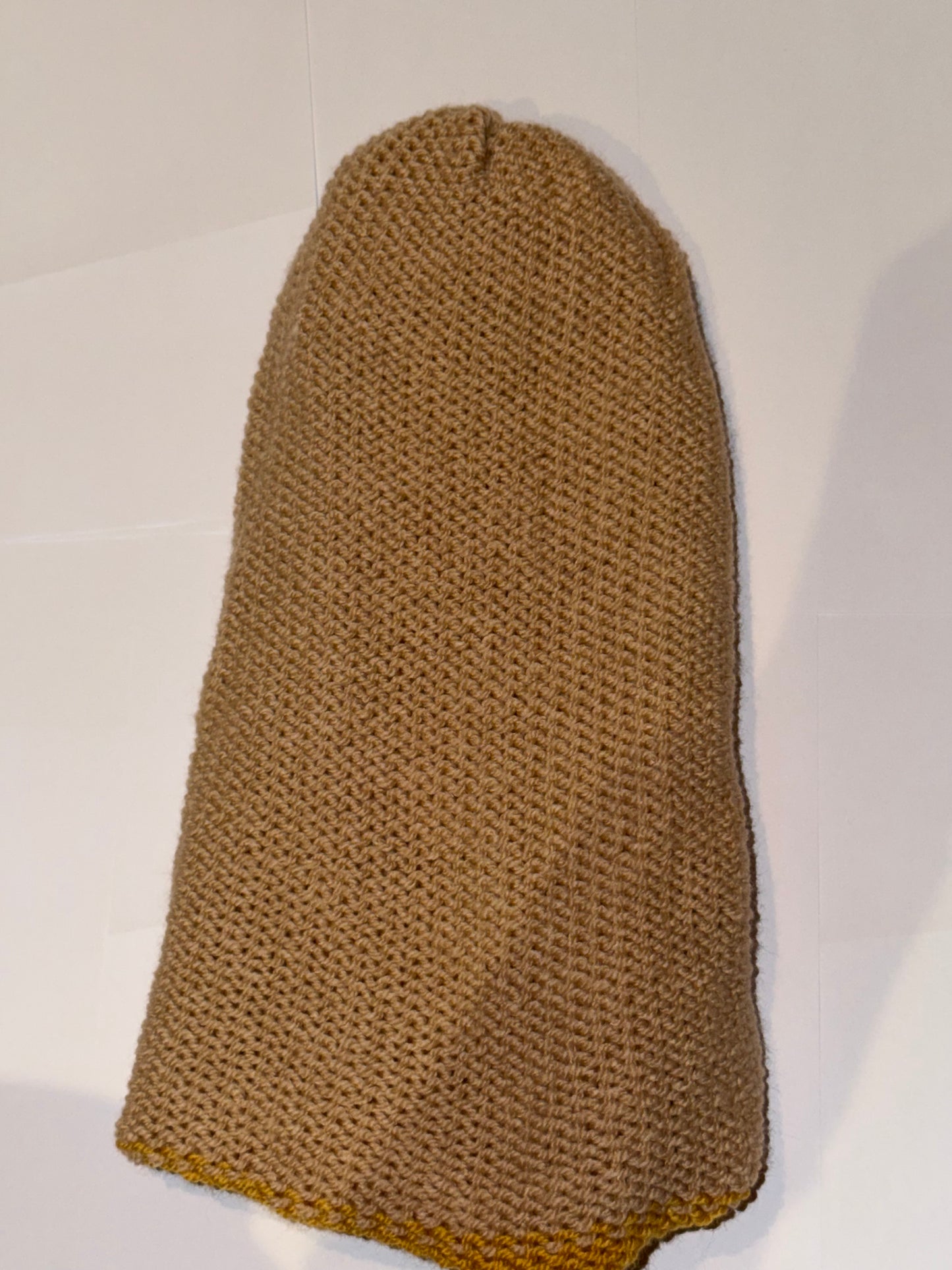 Handmade Reversible Wooly Beanie Gold and Honey dual-tone warm knit hat.
