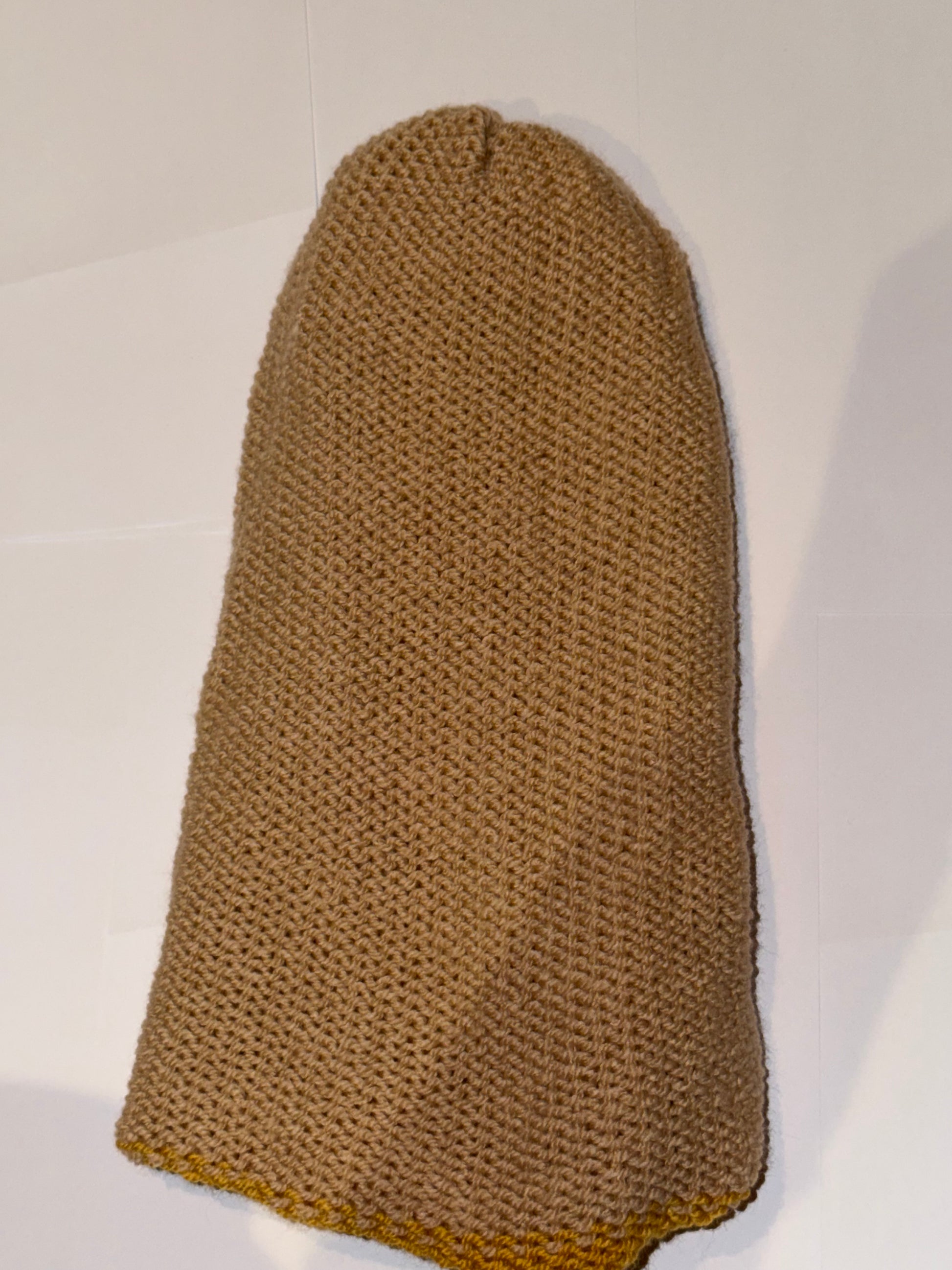 Handmade Reversible Wooly Beanie Gold and Honey dual-tone warm knit hat.