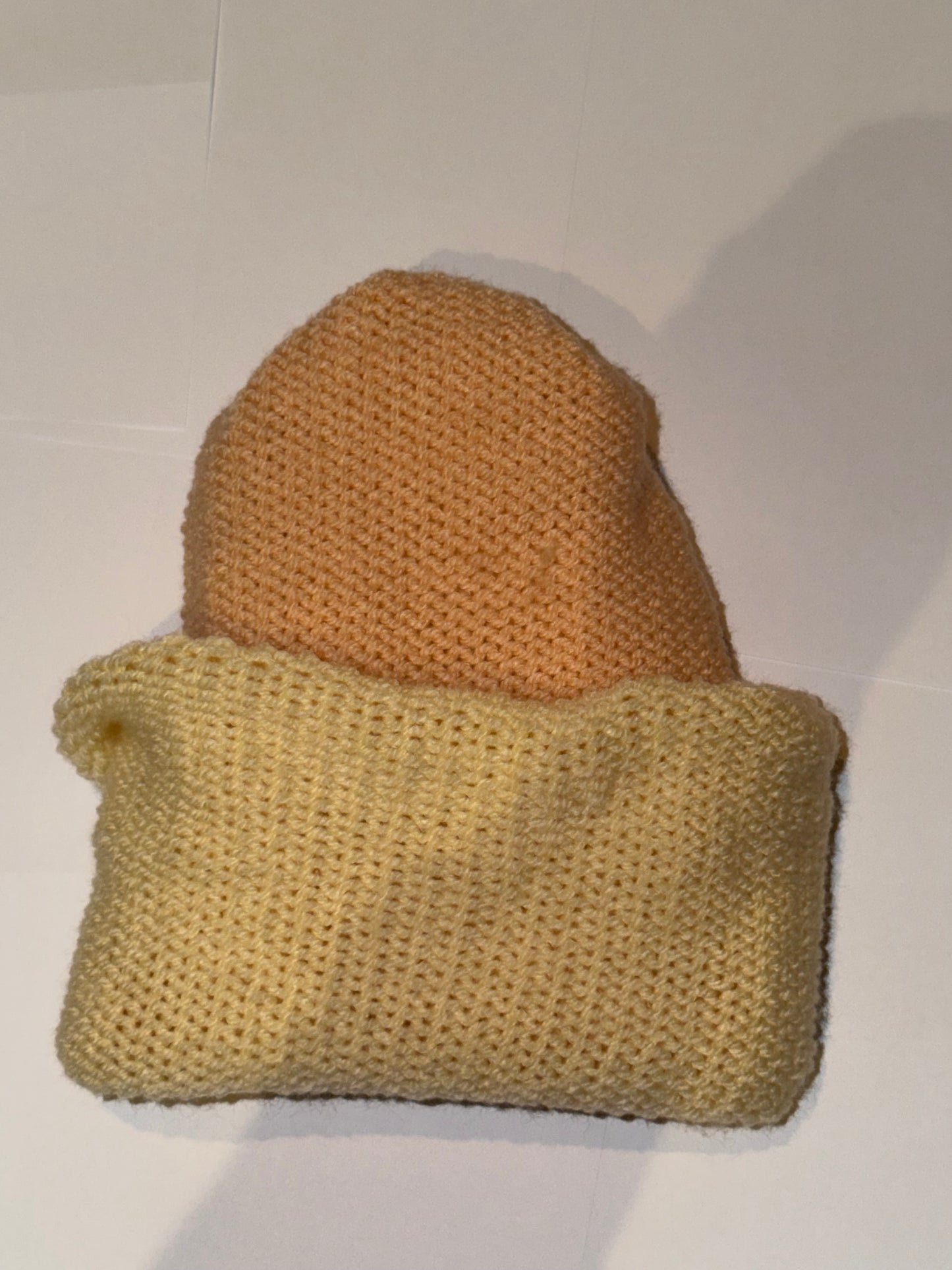 Handmade Reversible Wooly Beanie Cream and Cool Vanilla dual-tone minimalist knit hat.