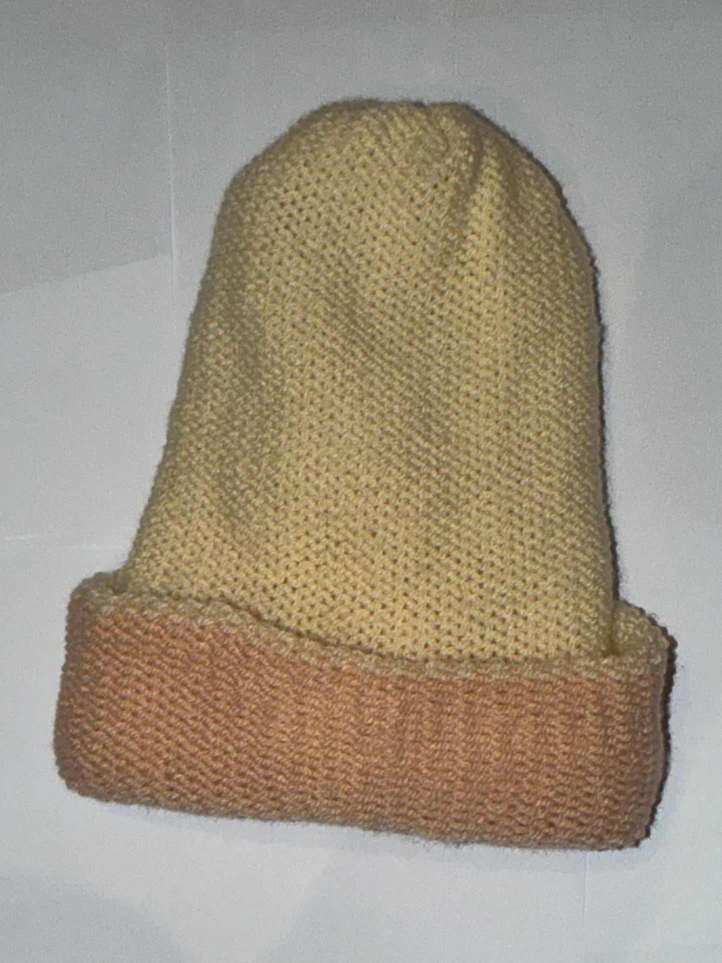 Handmade Reversible Wooly Beanie Cream and Cool Vanilla dual-tone minimalist knit hat.