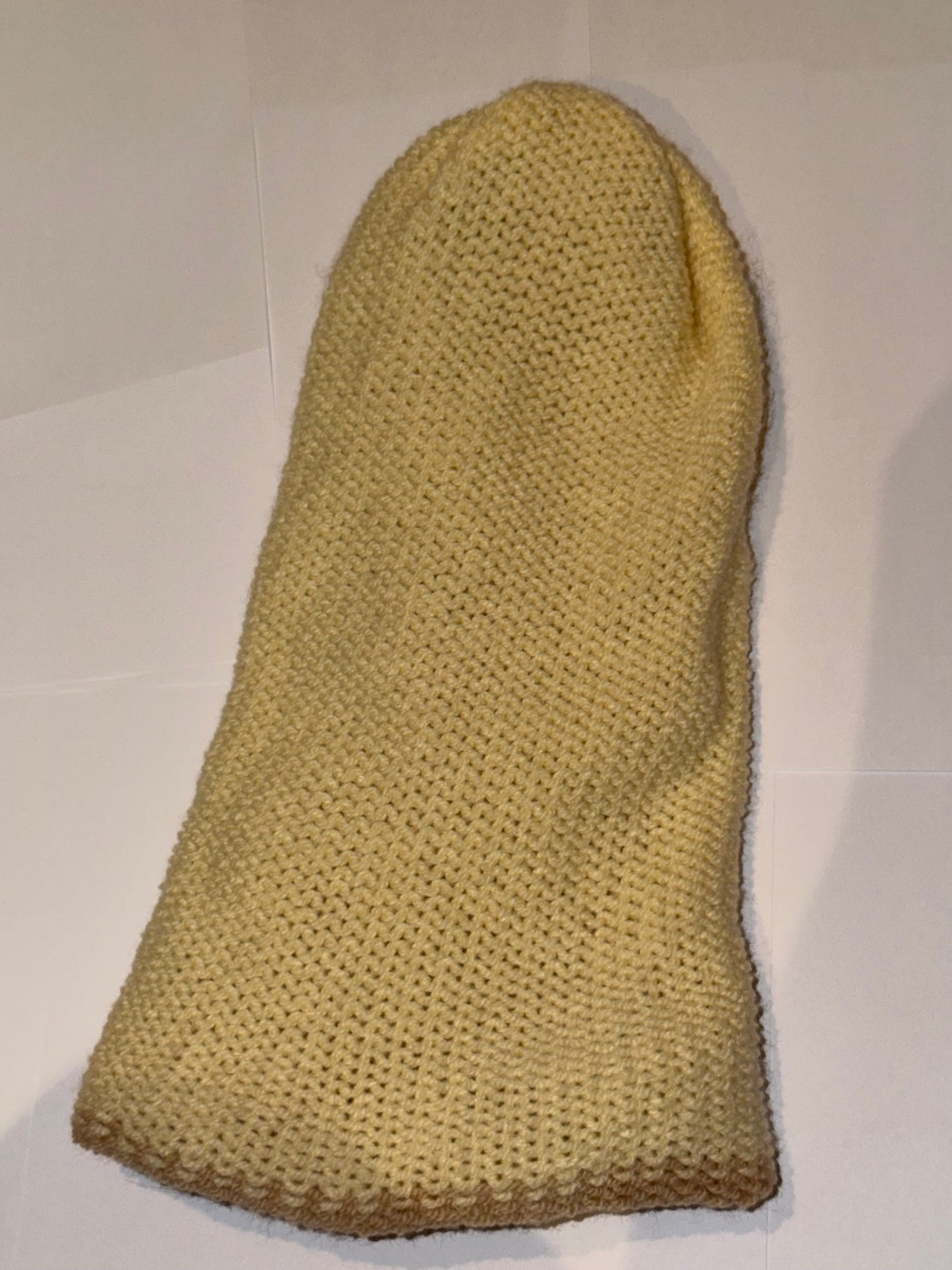 Handmade Reversible Wooly Beanie Honey and Cream dual-tone golden knit hat.