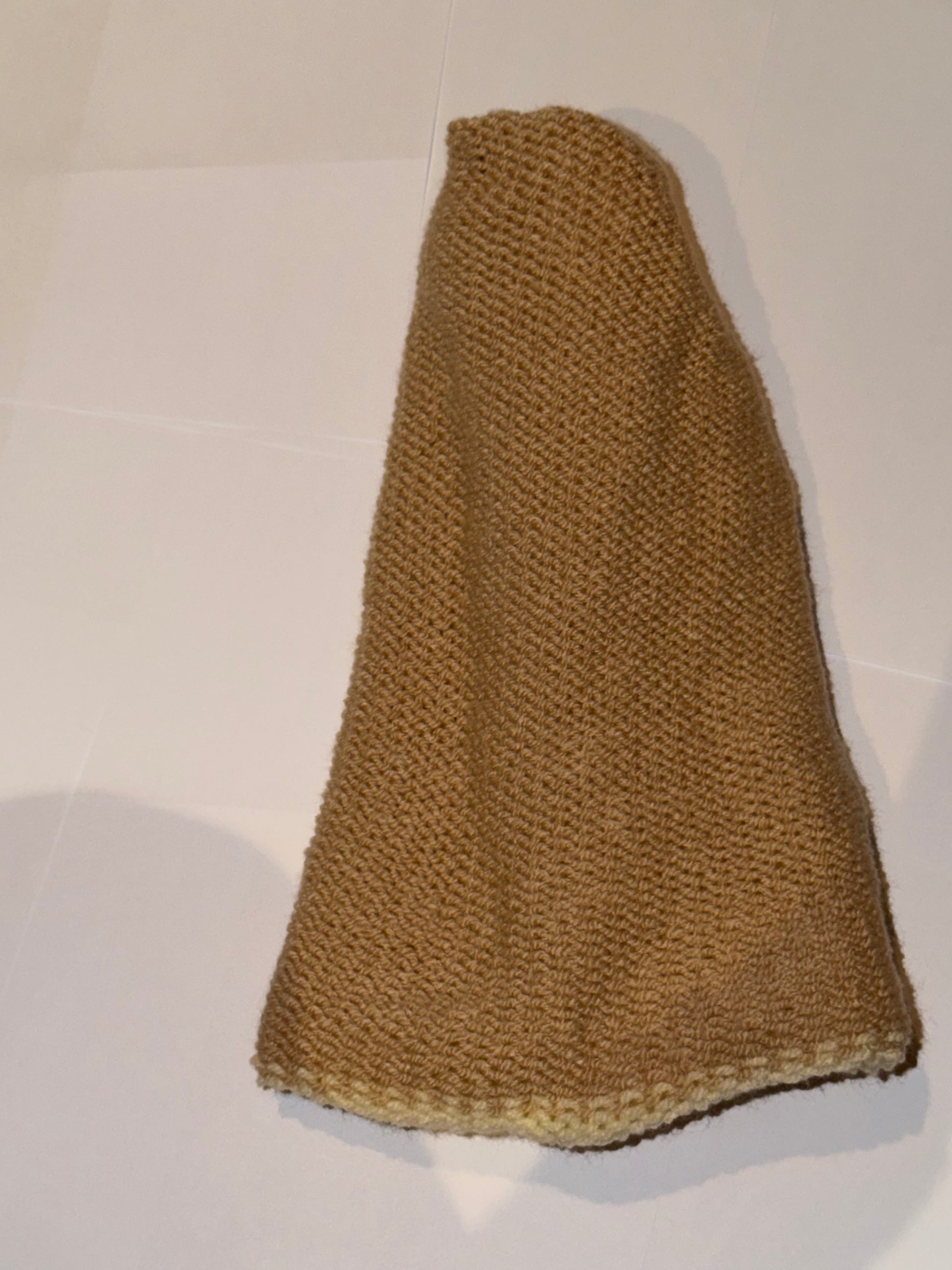 Handmade Reversible Wooly Beanie Honey and Cream dual-tone golden knit hat.
