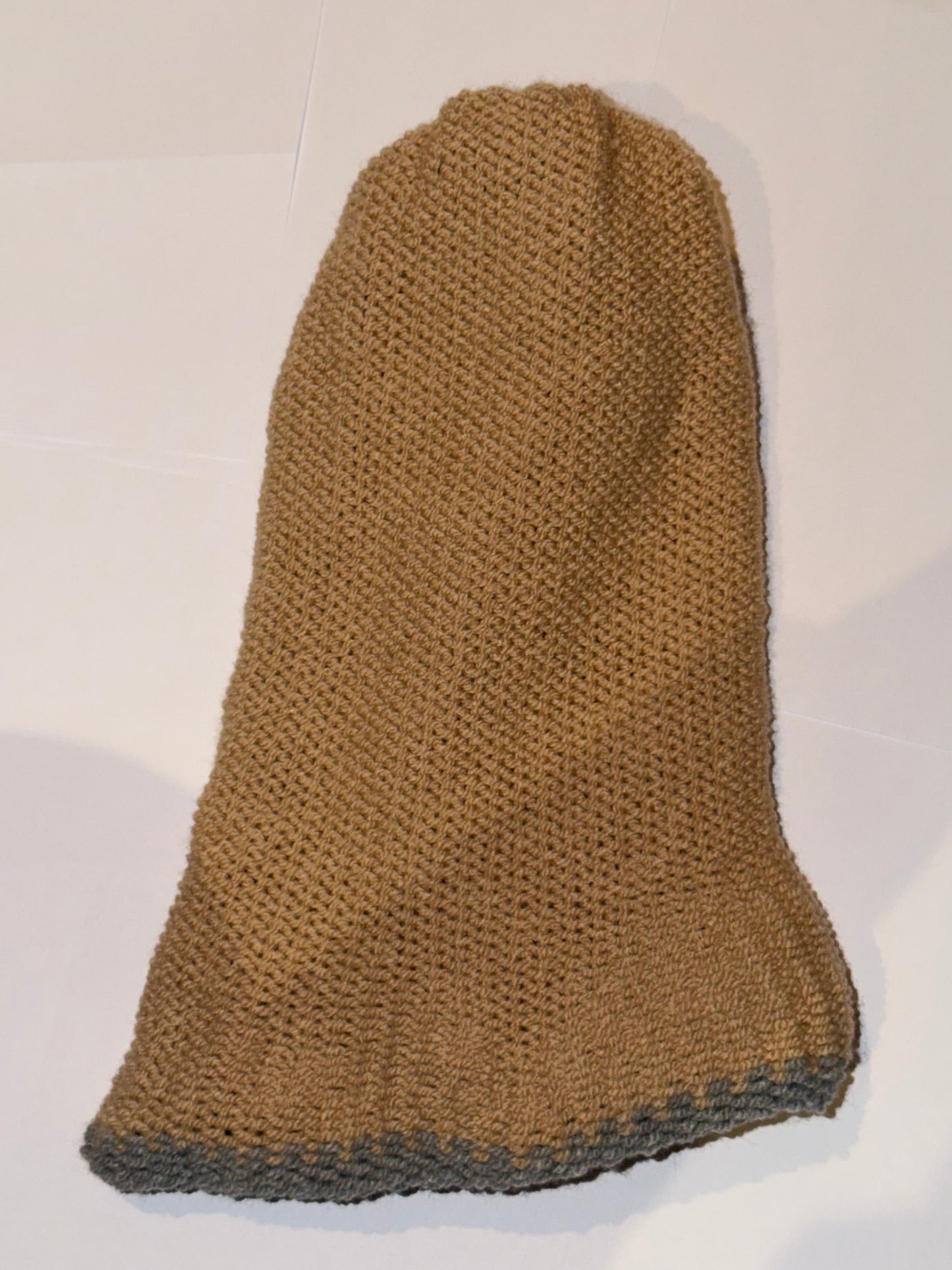 Handmade Reversible Wooly Beanie Grey and Honey in a dual-color artisanal knit.