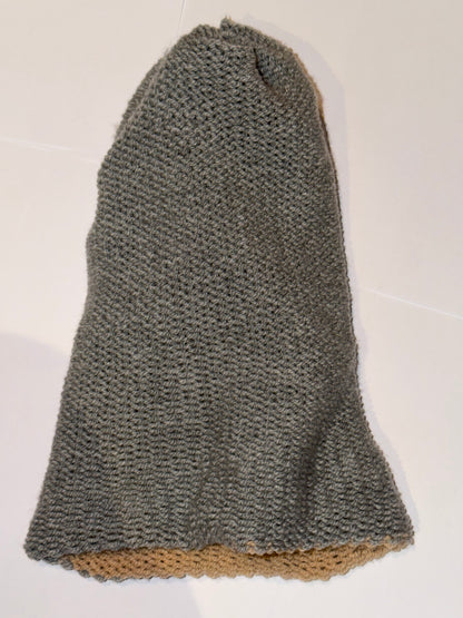 Handmade Reversible Wooly Beanie Grey and Honey in a dual-color artisanal knit.