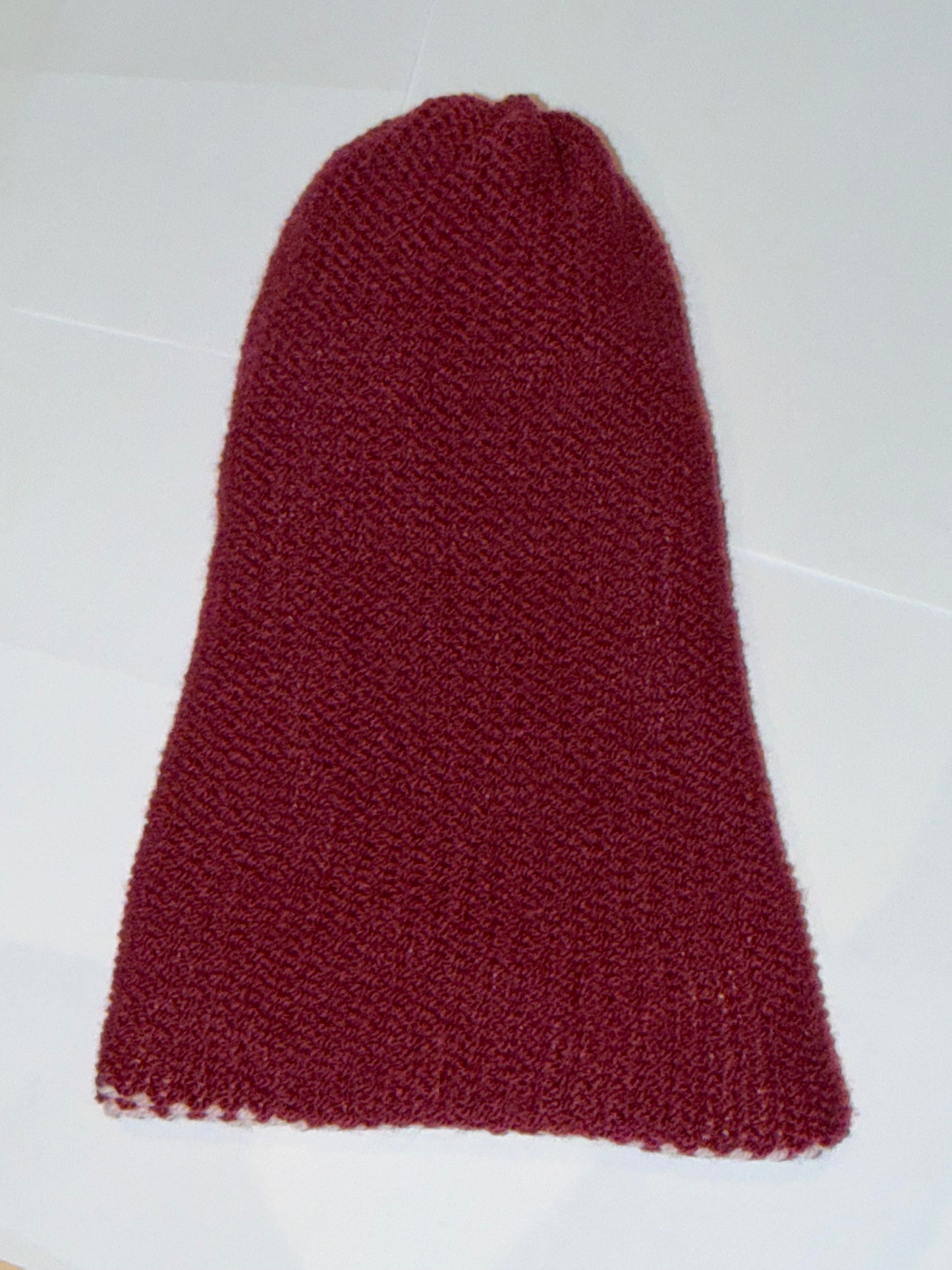 Handmade Reversible Wooly Beanie Plum and Light Pink dual-tone knit hat.