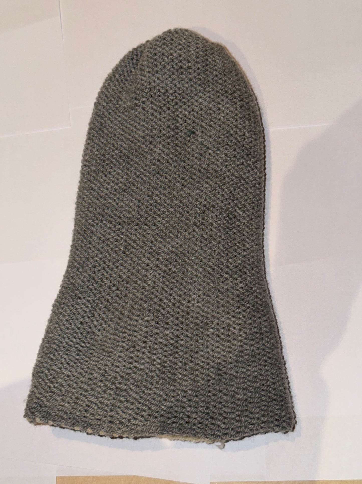 Handmade Reversible Wooly Beanie Grey and Cream featuring a dual-tone neutral knit.