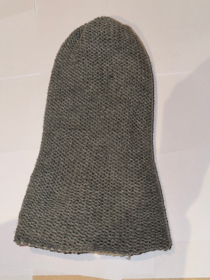 Handmade Reversible Wooly Beanie Grey and Cream featuring a dual-tone neutral knit.