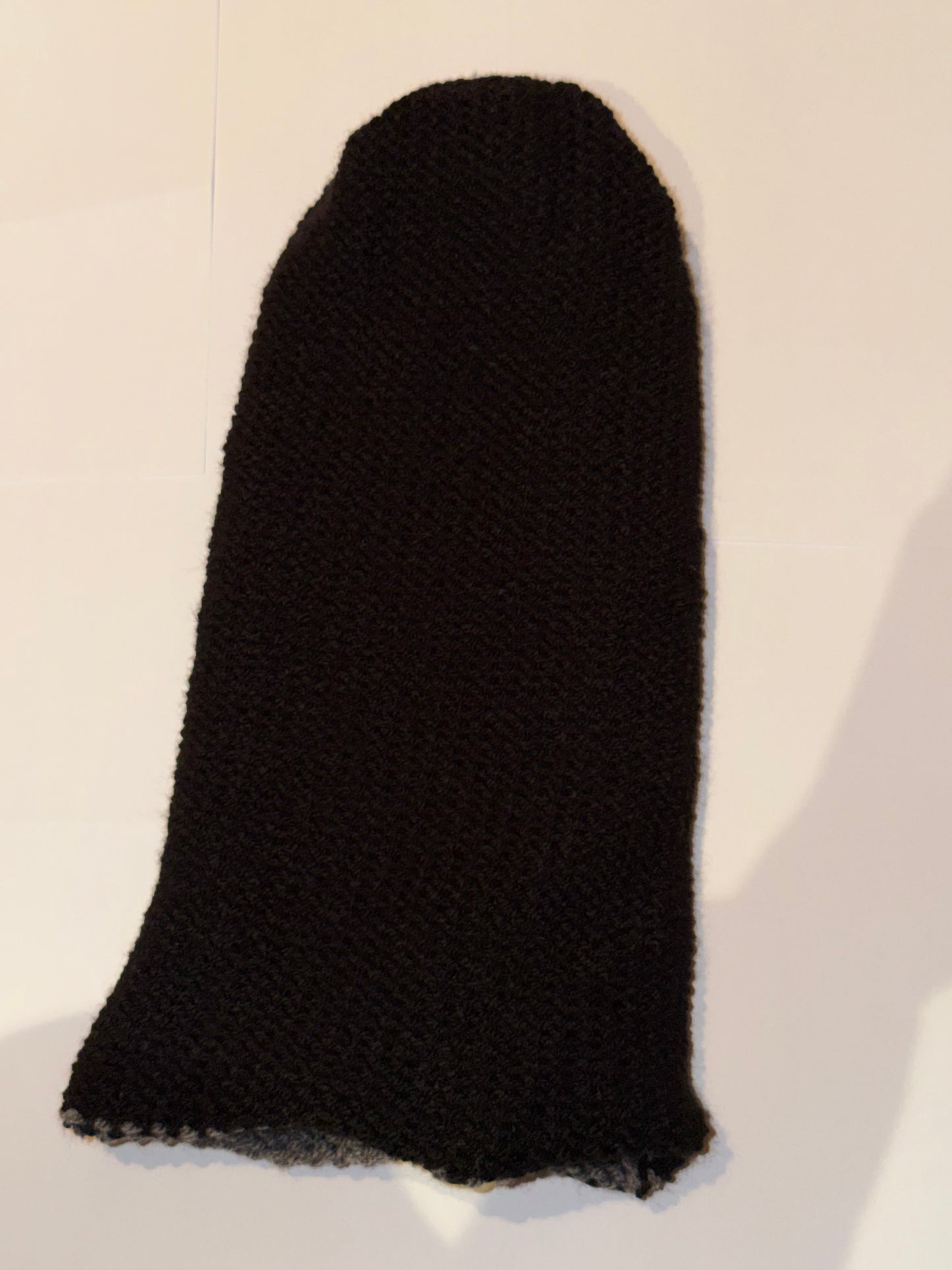 Handmade Reversible Wooly Beanie Dark Grey and Black in a dual-tone charcoal knit.
