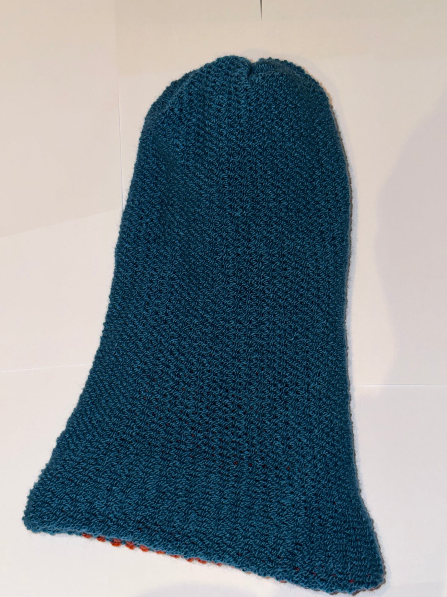 Handmade Reversible Wooly Beanie Fox Rust and Petrol | Shop