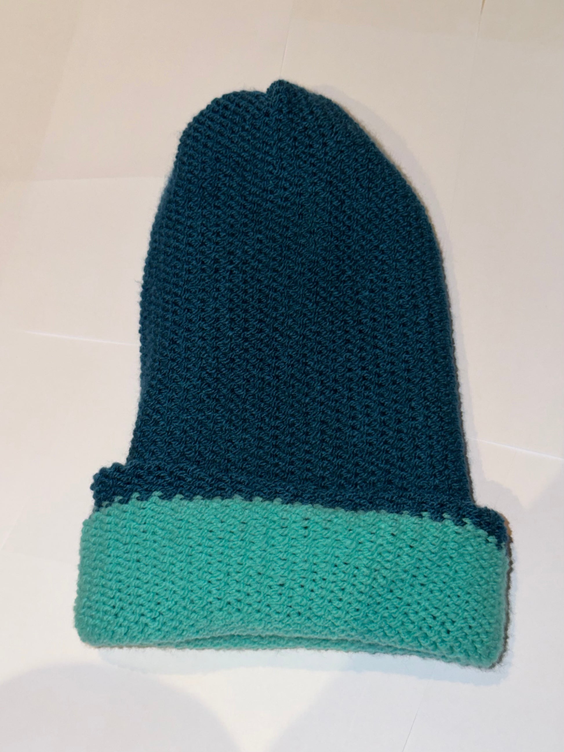 Handmade Reversible Wooly Beanie Petrol and Aqua | Shop Now