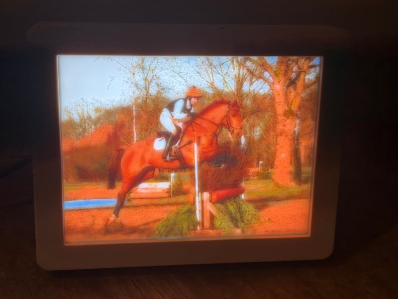 Lithophane lit — photo revealed in warm light