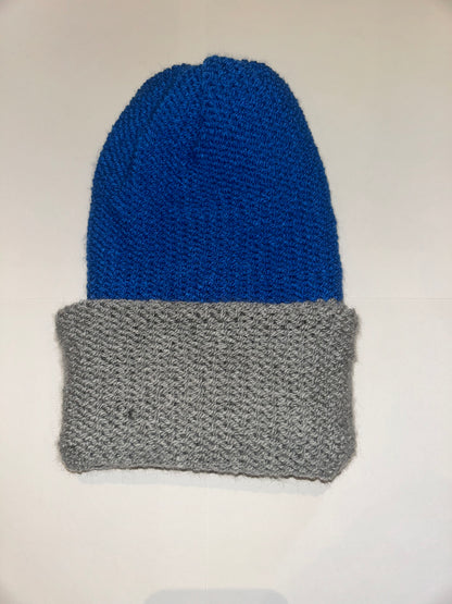 Signature Wooly Beanie original handmade reversible wool hat in dual tones.