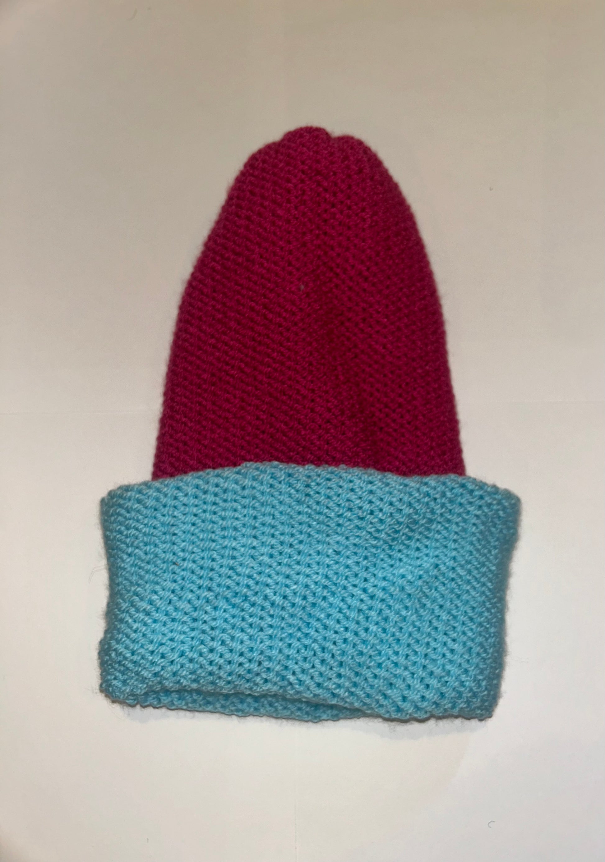 Signature Wooly Beanie original handmade reversible wool hat in dual tones.