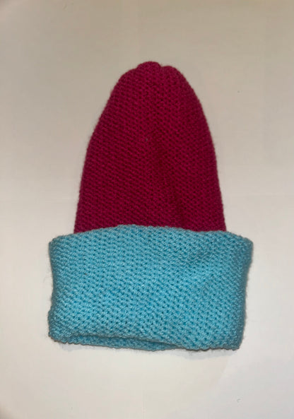 Signature Wooly Beanie original handmade reversible wool hat in dual tones.