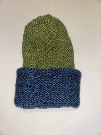Signature Wooly Beanie original handmade reversible wool hat in dual tones.