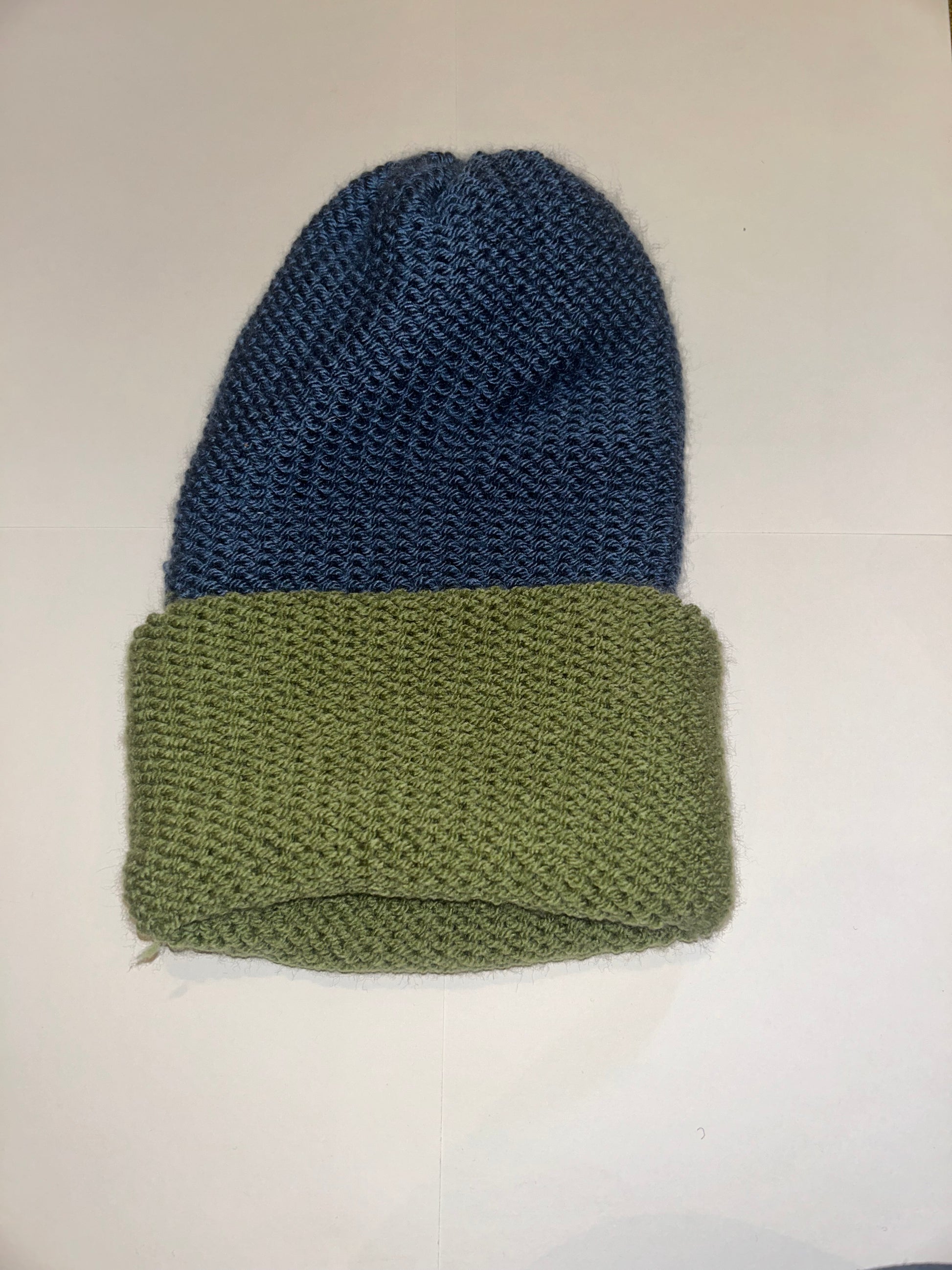 Signature Wooly Beanie original handmade reversible wool hat in dual tones.