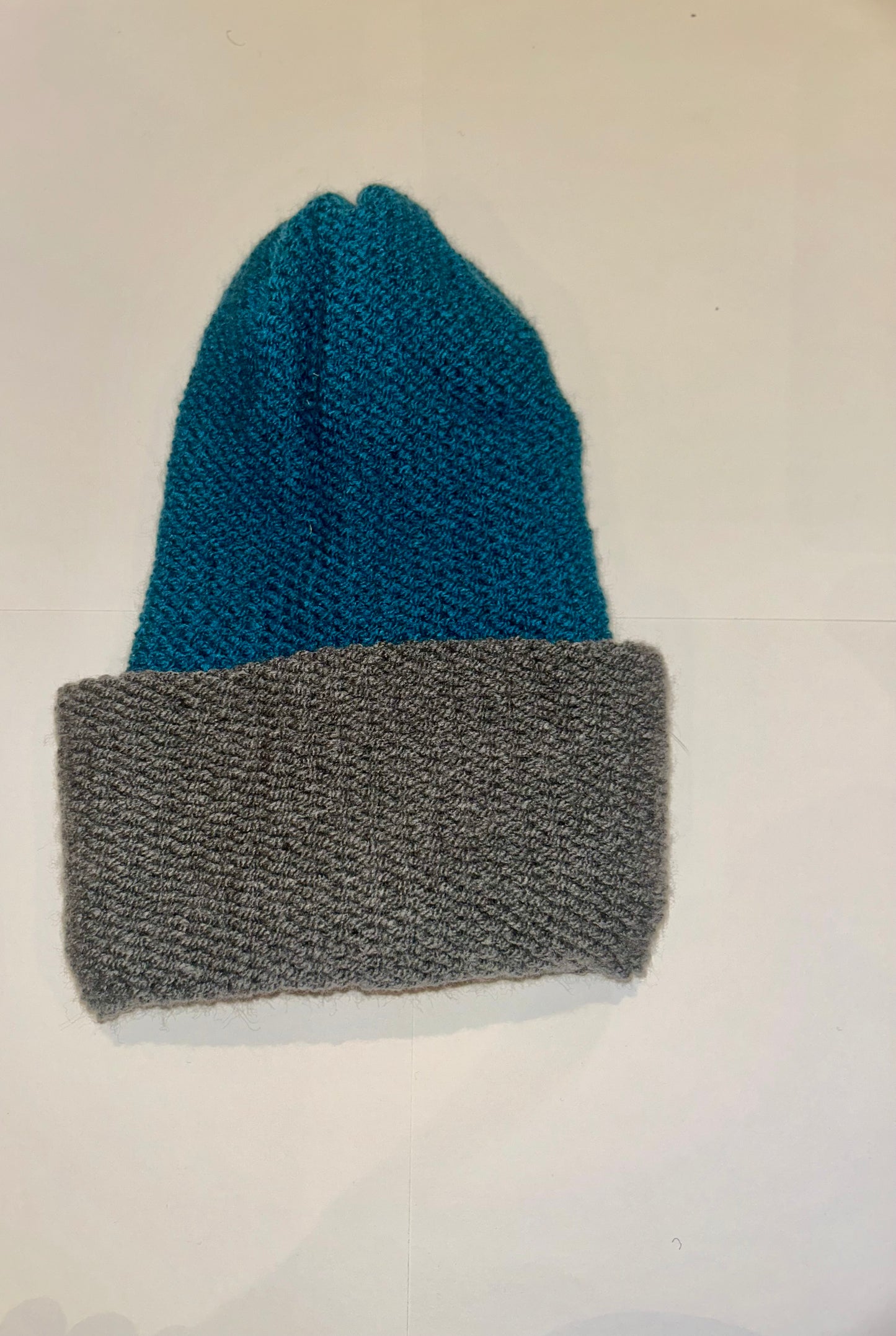 Signature Wooly Beanie original handmade reversible wool hat in dual tones.