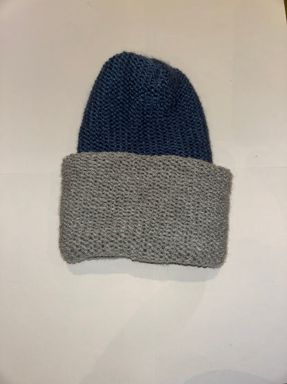 Signature Wooly Beanie original handmade reversible wool hat in dual tones.
