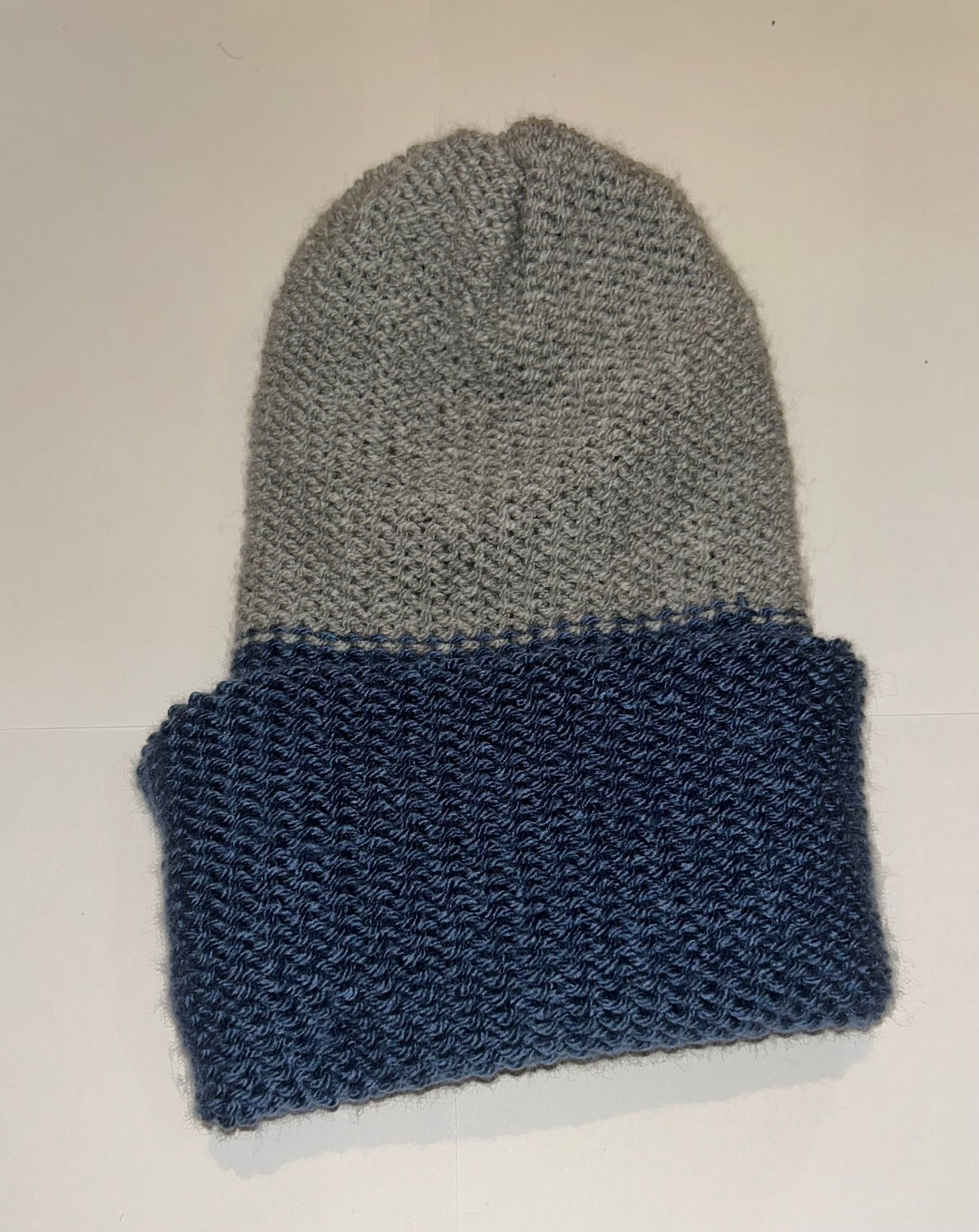 Signature Wooly Beanie original handmade reversible wool hat in dual tones.